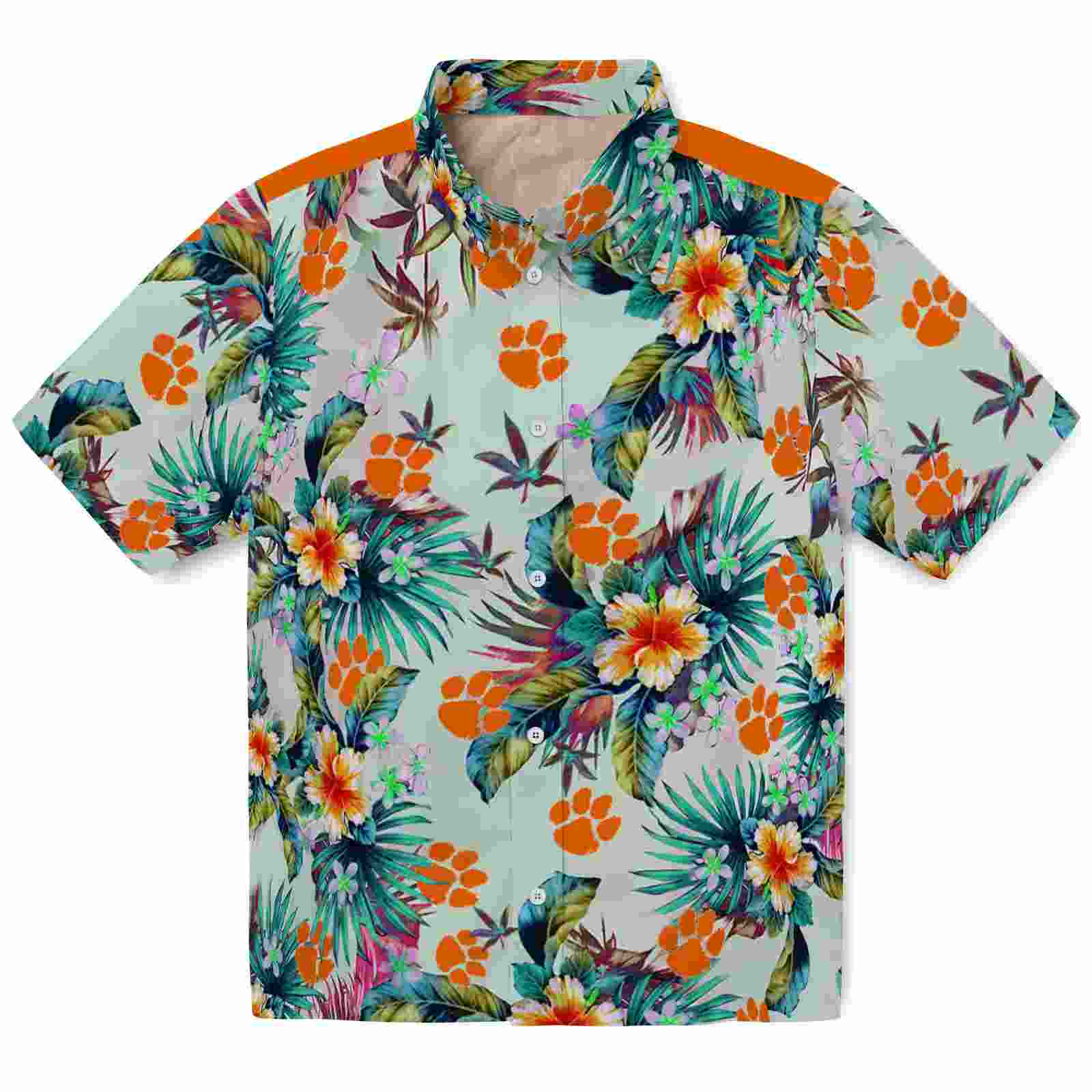 Clemson Tigers Tropical Foliage Green Hawaiian Shirt