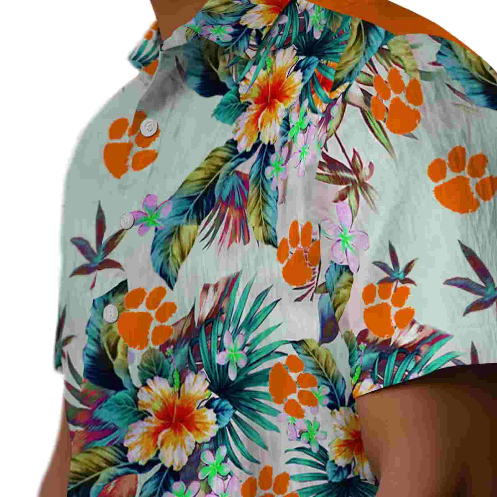 clemson tigers tropical foliage green hawaiian shirt trendy