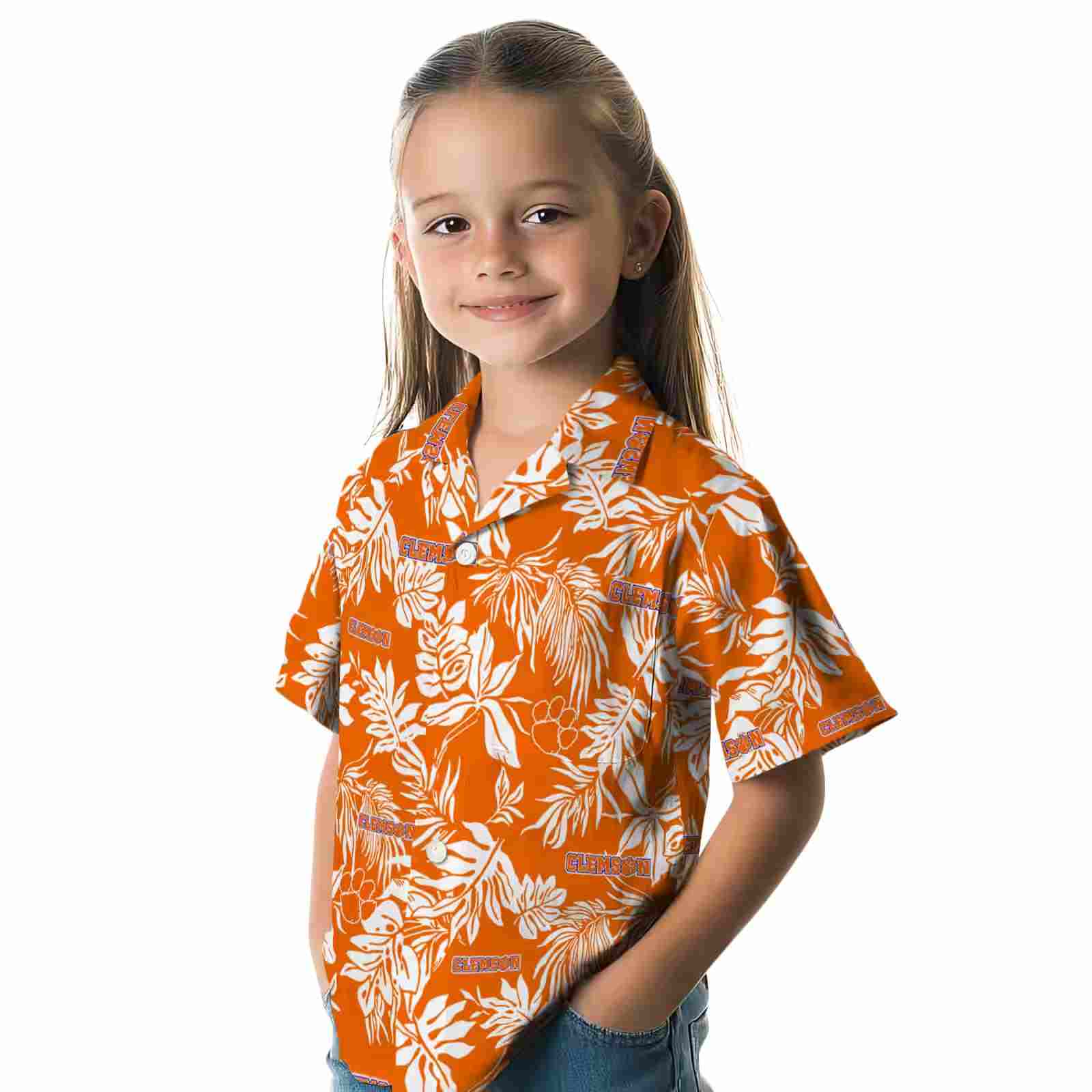 clemson tigers tropical leaf orange white hawaiian shirt premium grade