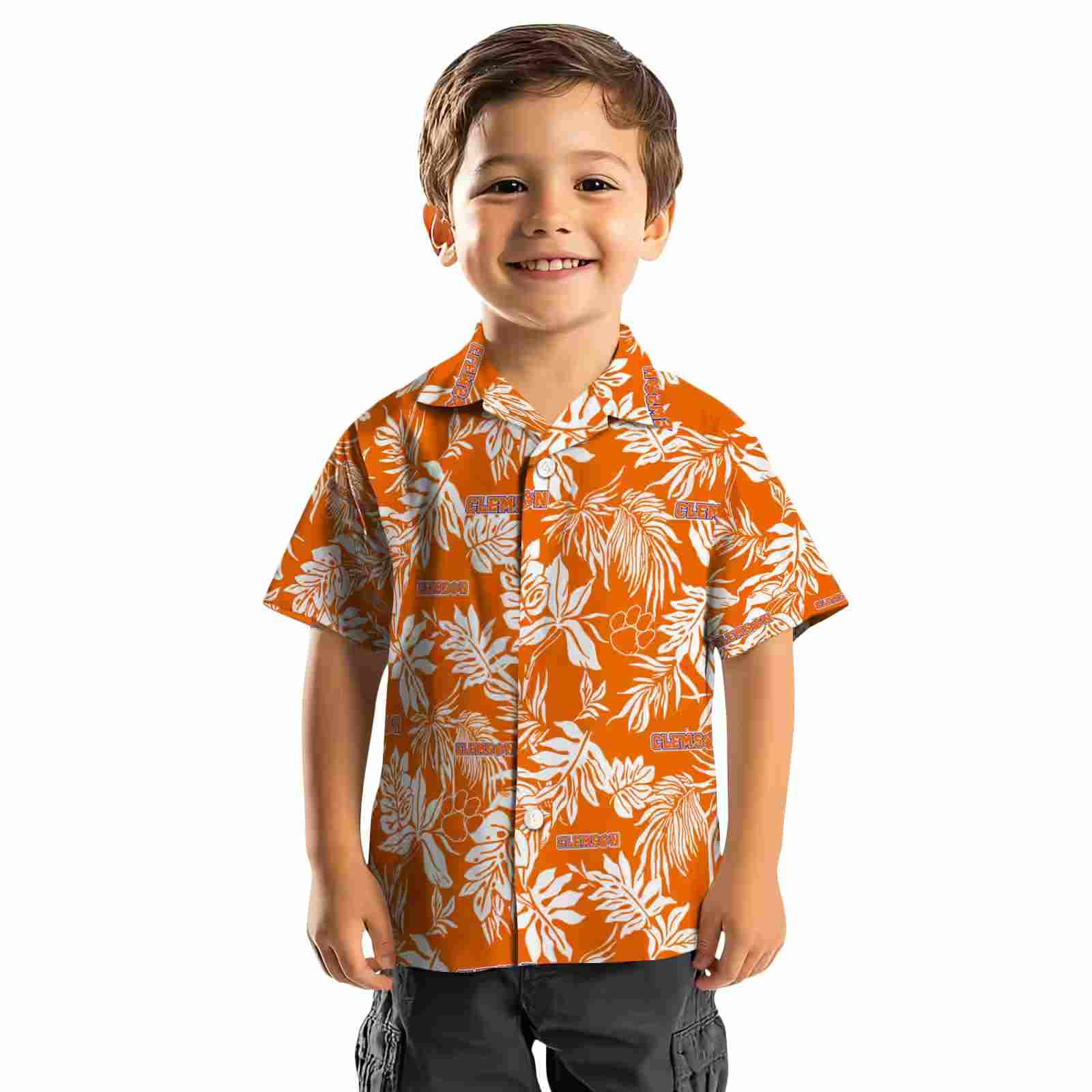 clemson tigers tropical leaf orange white hawaiian shirt top rated