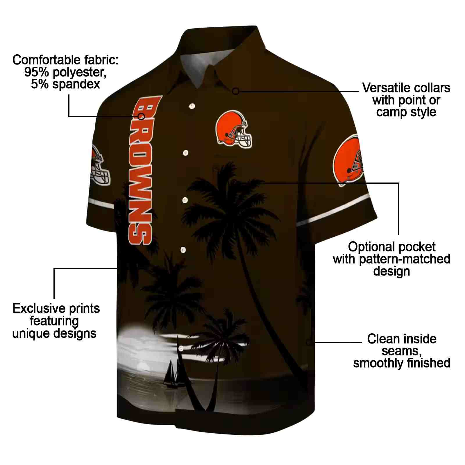 cleveland browns beach sunset brown black hawaiian shirt new arrival