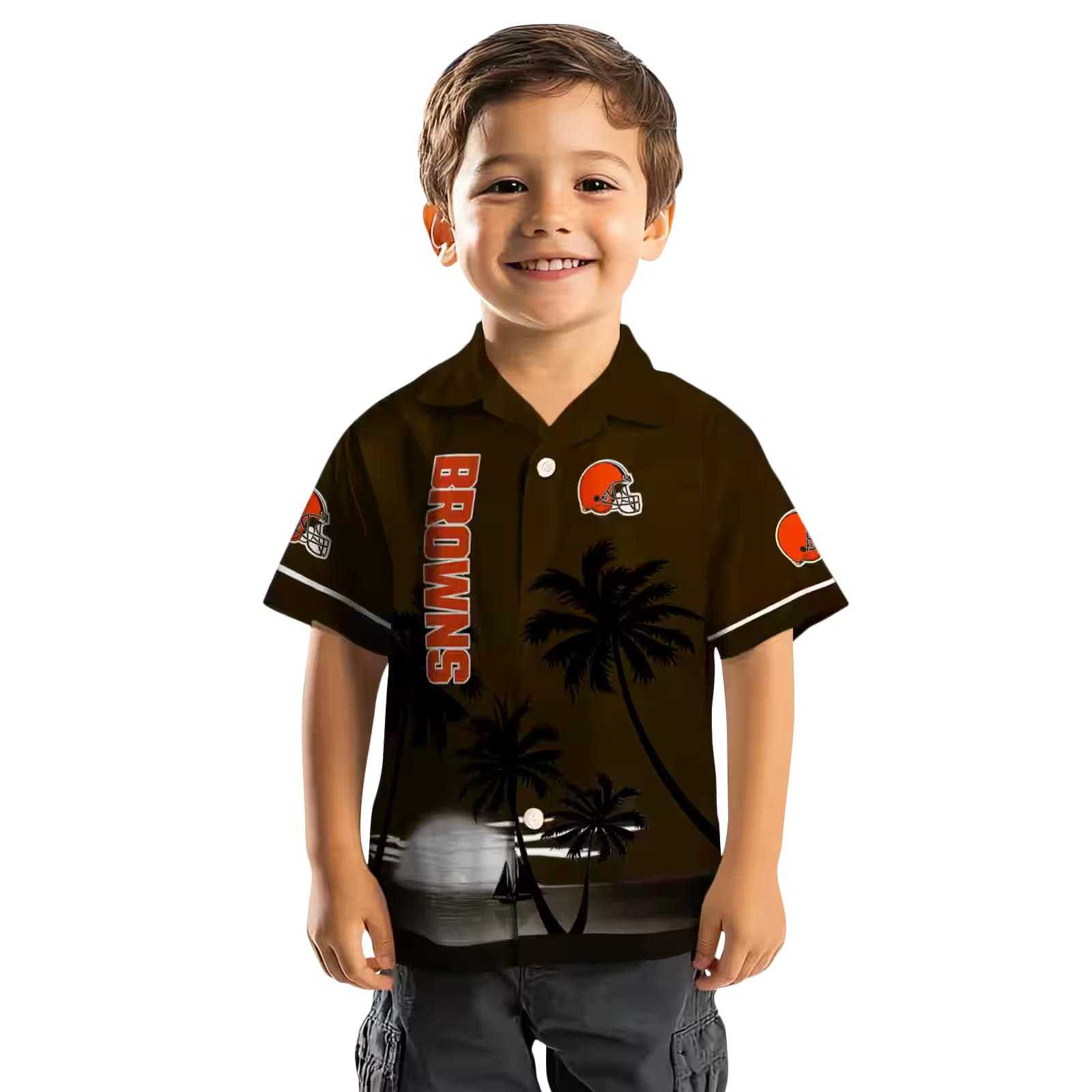 cleveland browns beach sunset brown black hawaiian shirt top rated