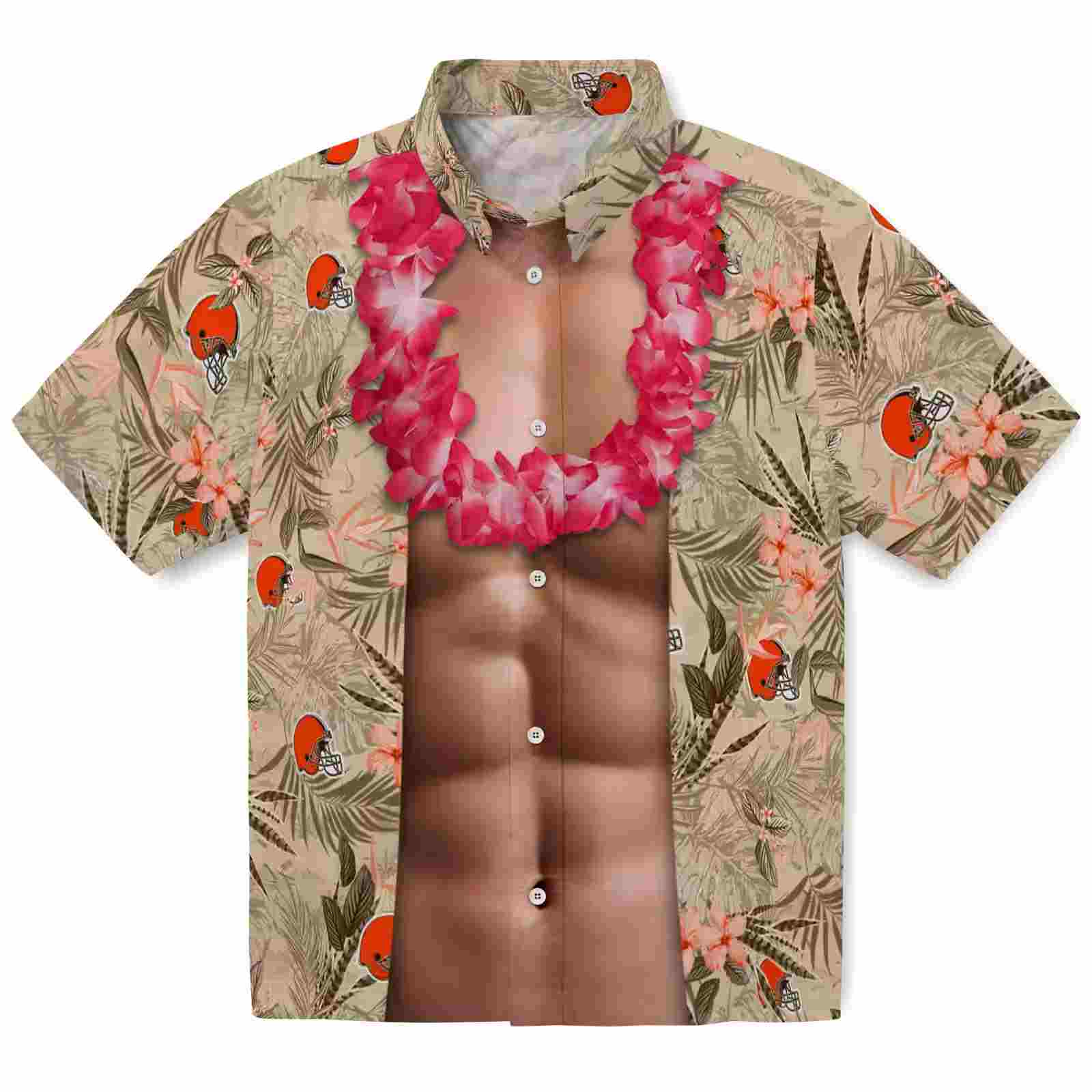 Cleveland Browns Chest Illusion Brown Hawaiian Shirt