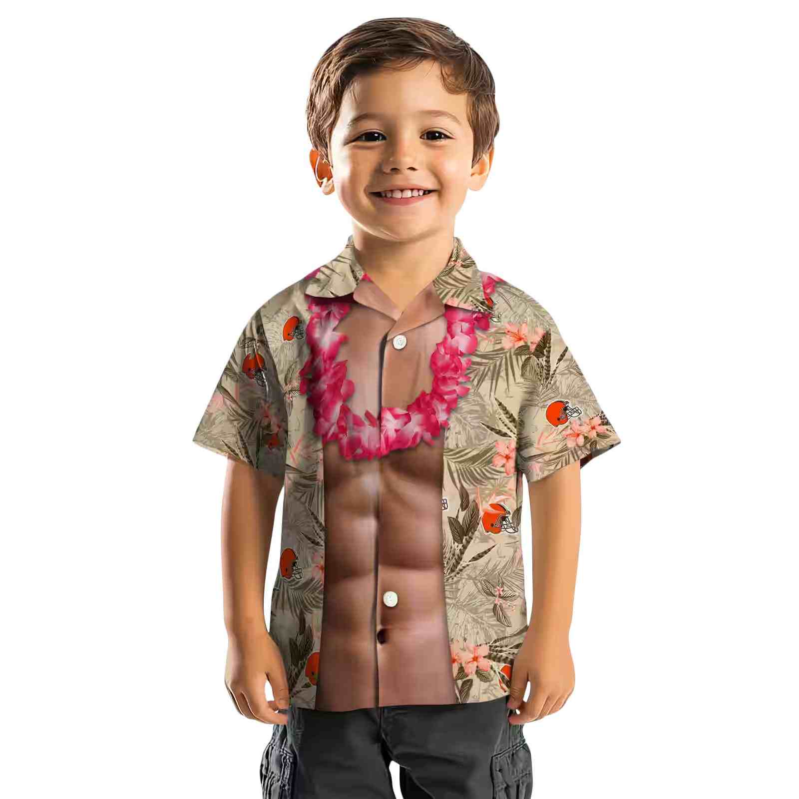 cleveland browns chest illusion brown hawaiian shirt top rated