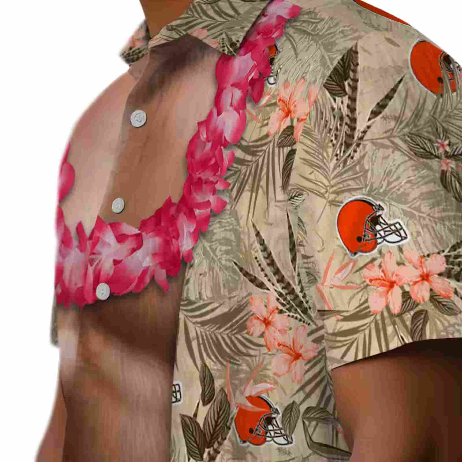 cleveland browns chest illusion brown hawaiian shirt trendy