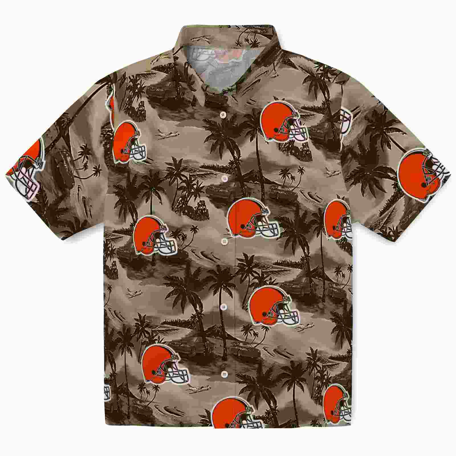 Cleveland Browns Coastal Palms Brown Hawaiian Shirt