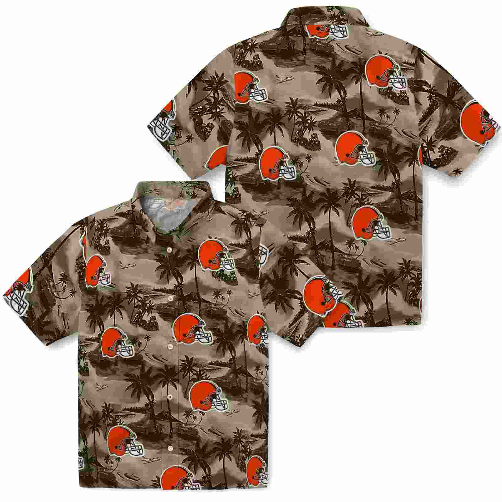 cleveland browns coastal palms brown hawaiian shirt high quality