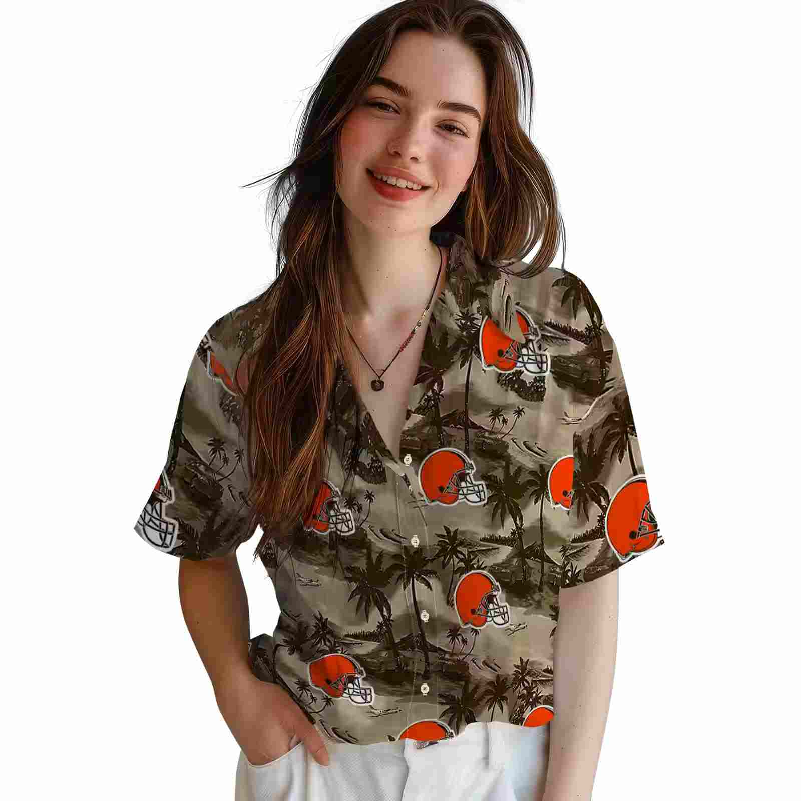 cleveland browns coastal palms brown hawaiian shirt latest model