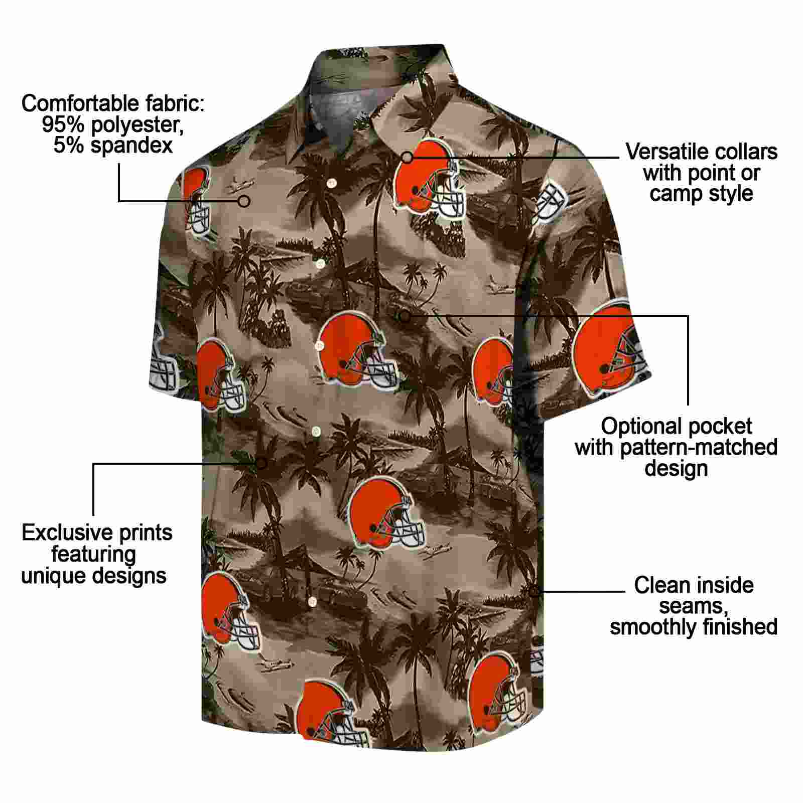 cleveland browns coastal palms brown hawaiian shirt new arrival