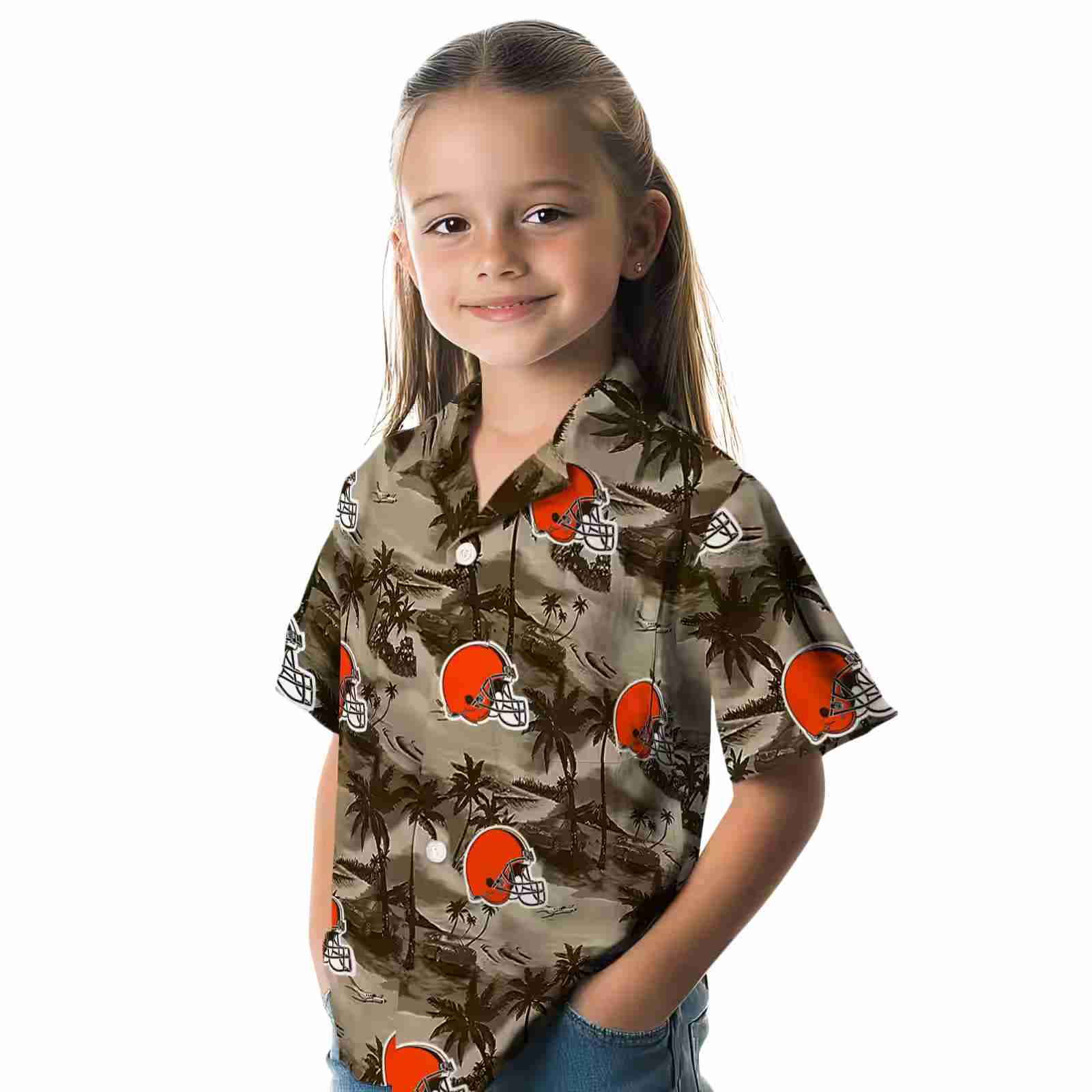 cleveland browns coastal palms brown hawaiian shirt premium grade