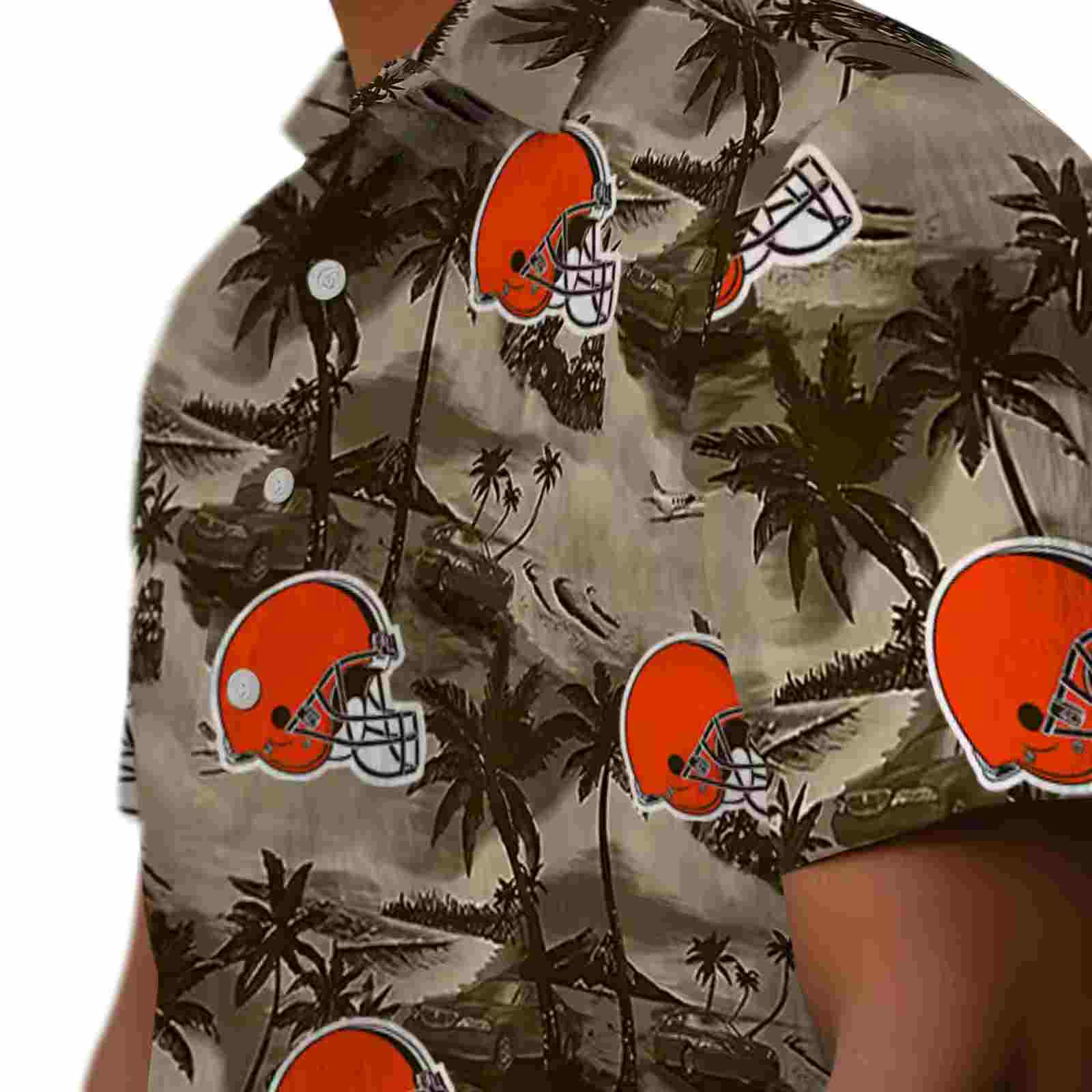 cleveland browns coastal palms brown hawaiian shirt trendy