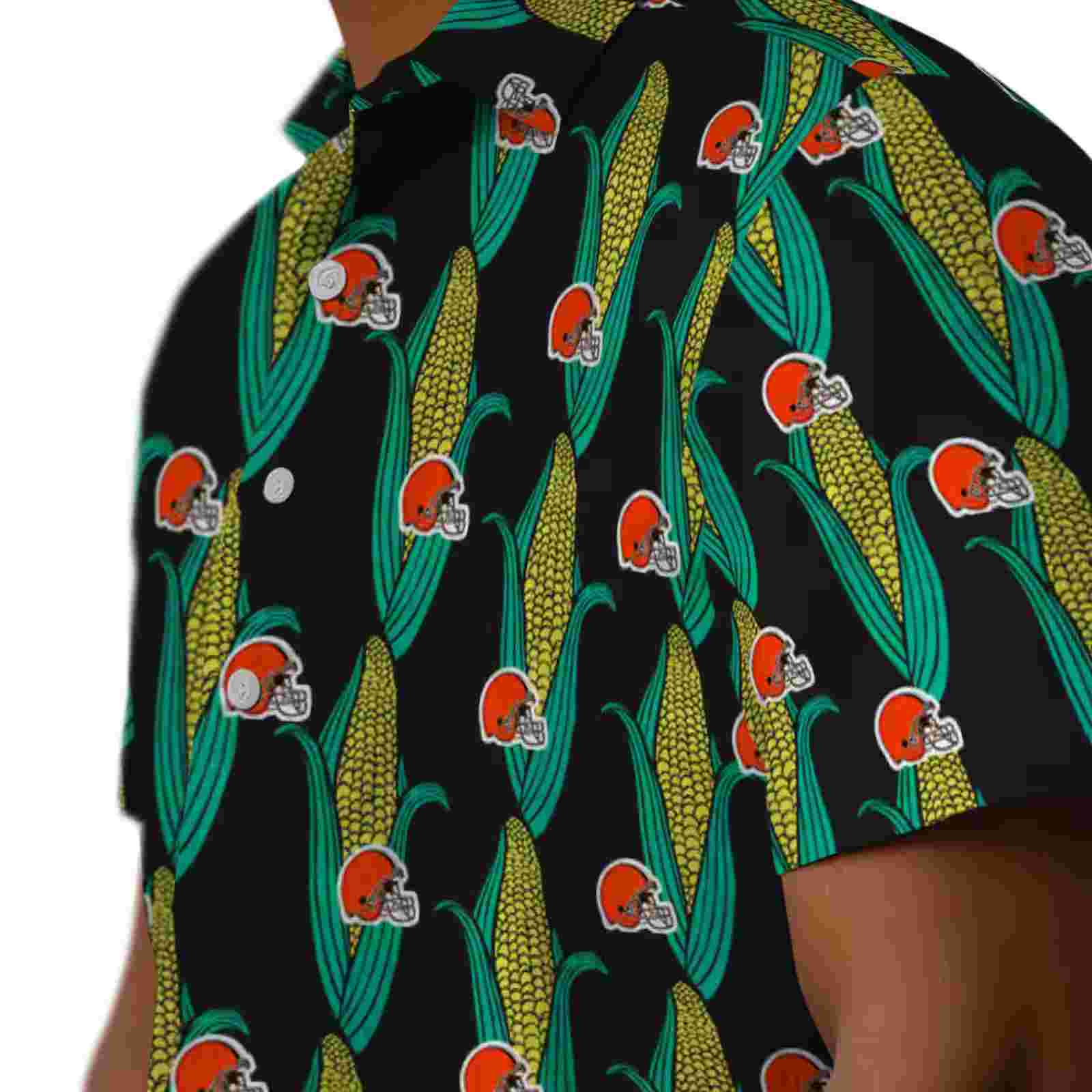 cleveland browns corn motifs black green hawaiian shirt trendy