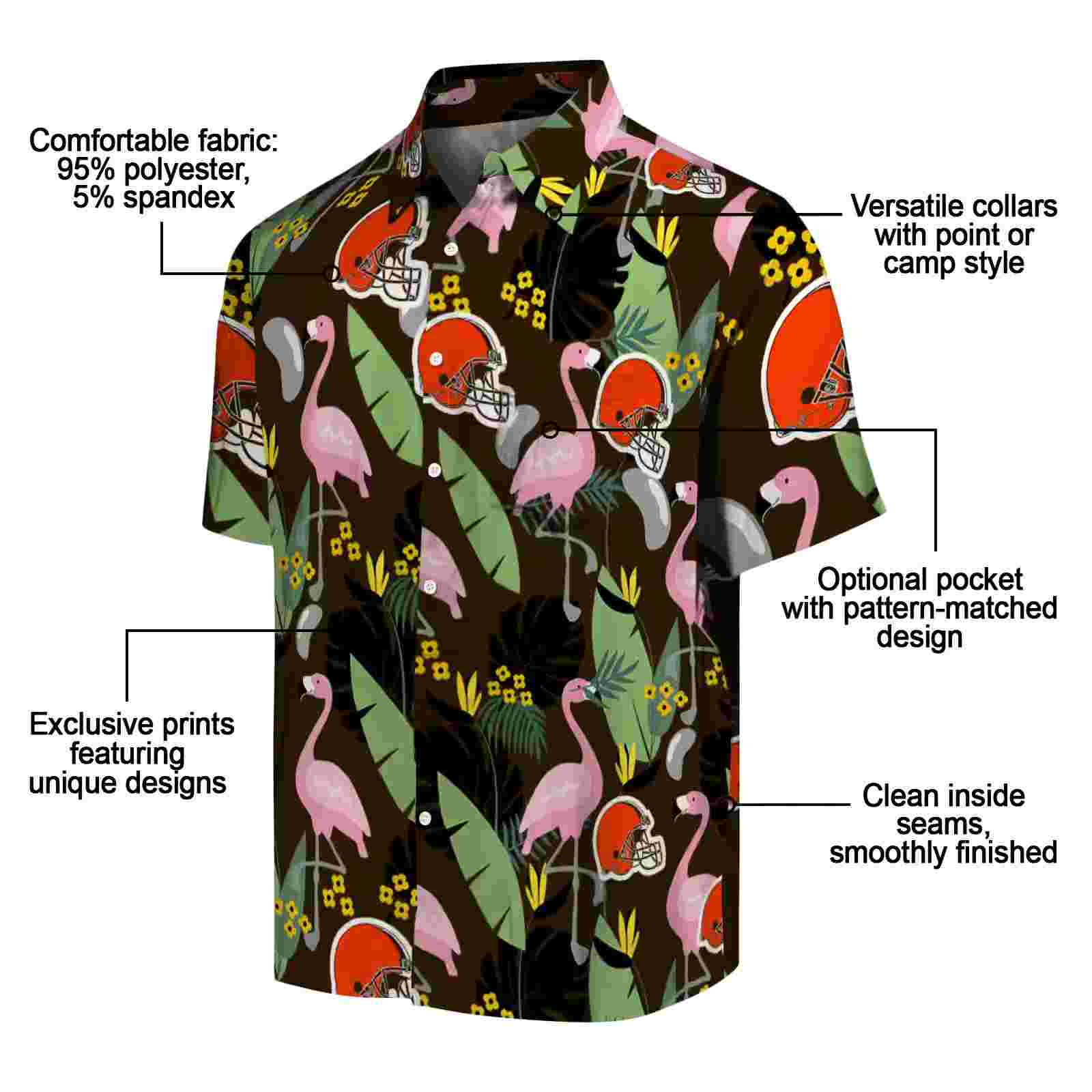 cleveland browns flamingo leaves brown hawaiian shirt new arrival