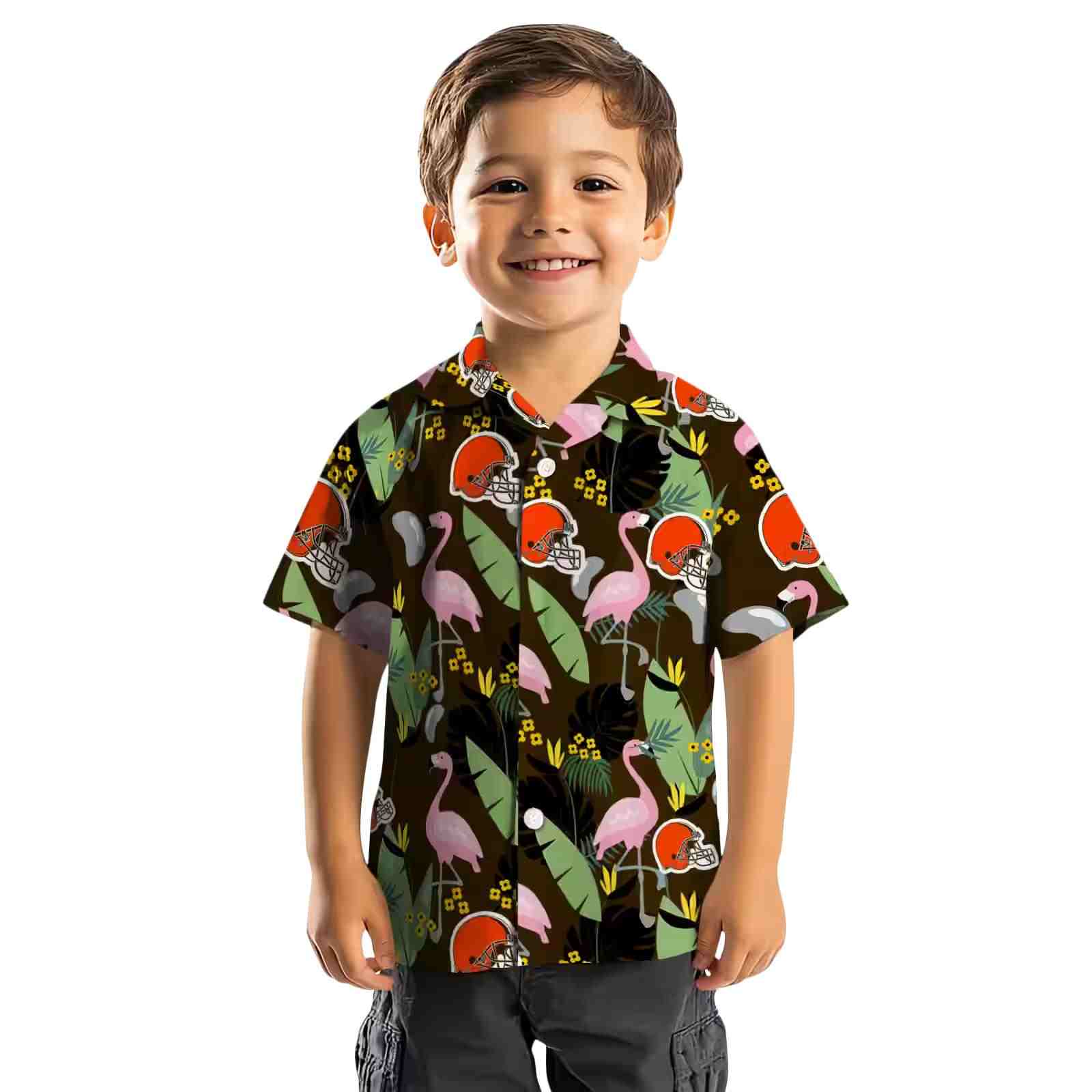 cleveland browns flamingo leaves brown hawaiian shirt top rated