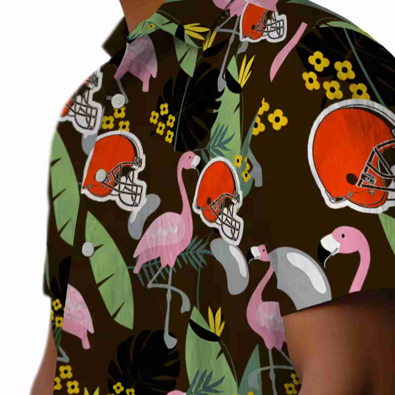 cleveland browns flamingo leaves brown hawaiian shirt trendy