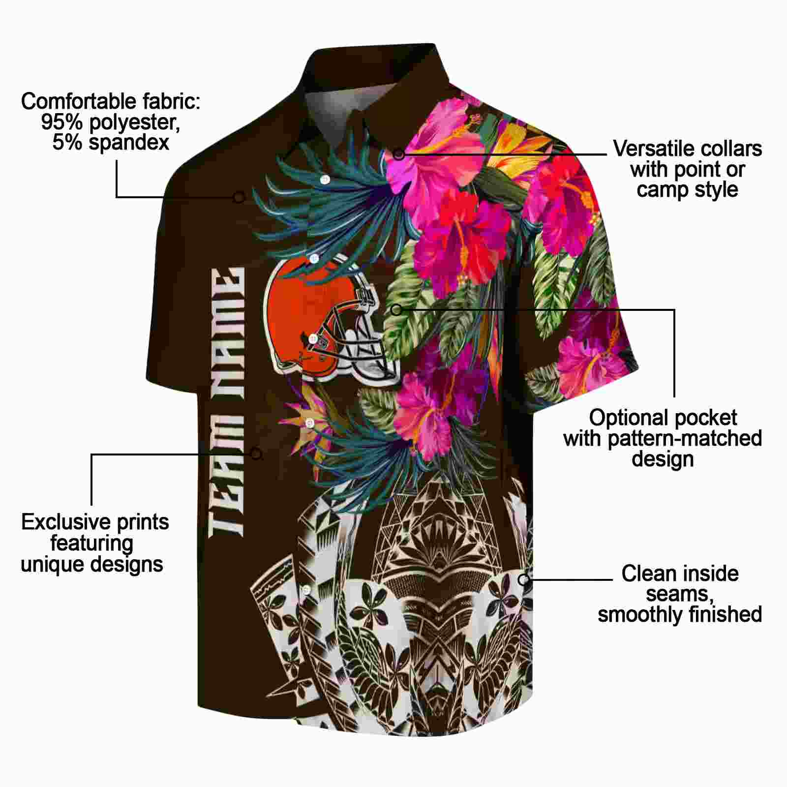 cleveland browns floral polynesian brown hawaiian shirt new arrival