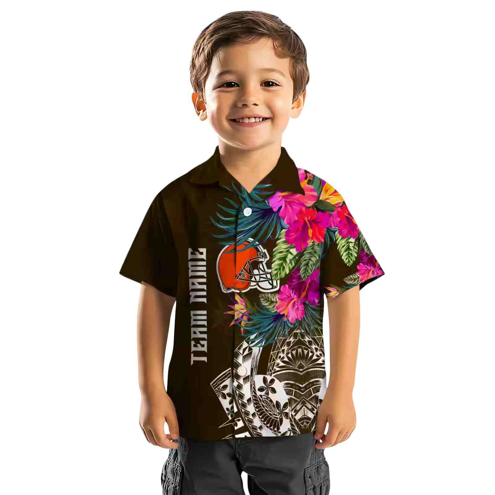 cleveland browns floral polynesian brown hawaiian shirt top rated