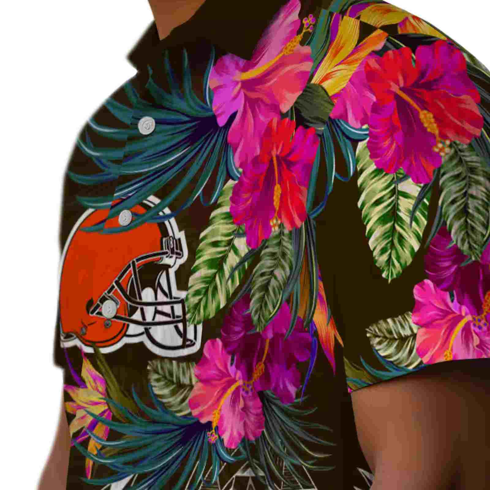 cleveland browns floral polynesian brown hawaiian shirt trendy