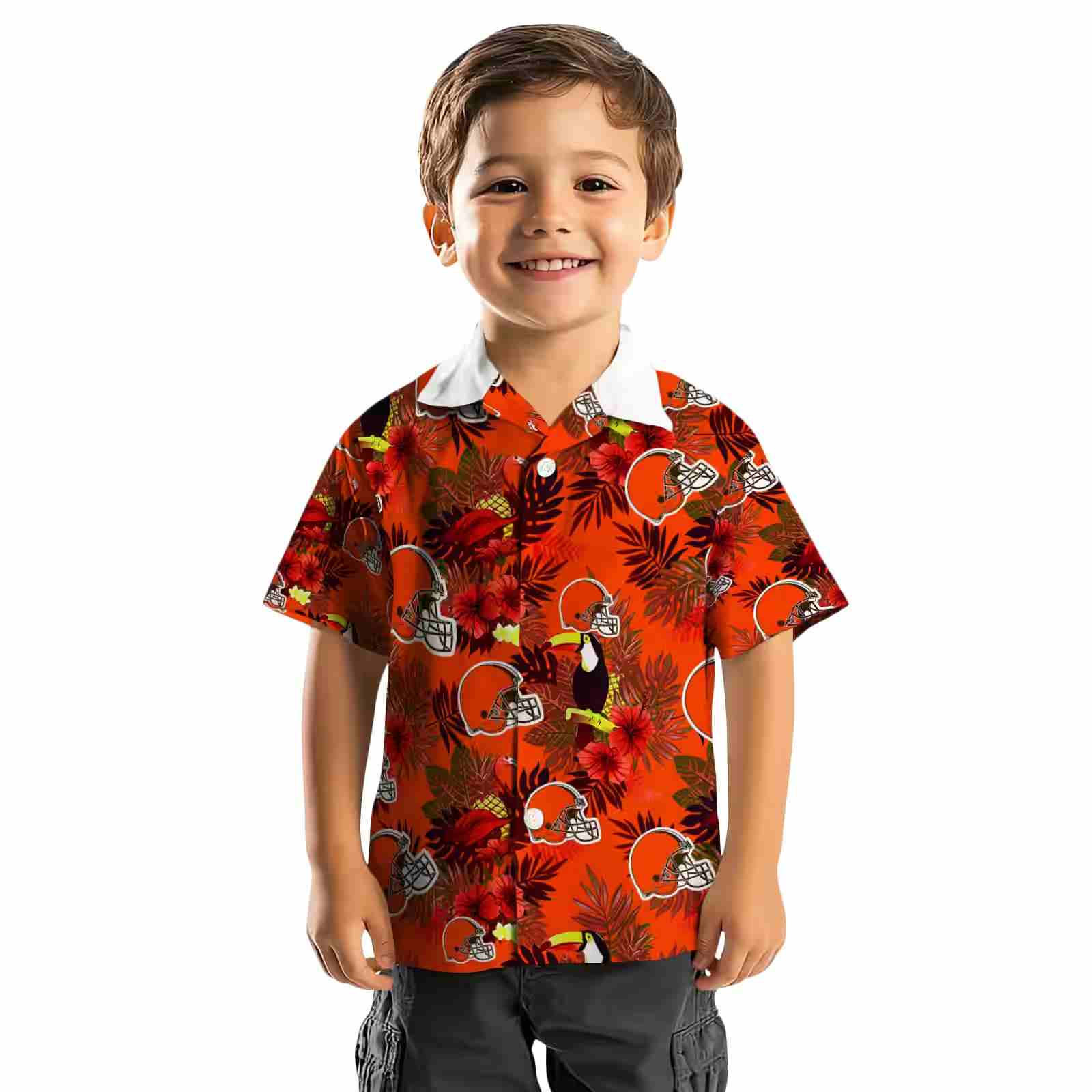 cleveland browns floral toucan brown red hawaiian shirt top rated