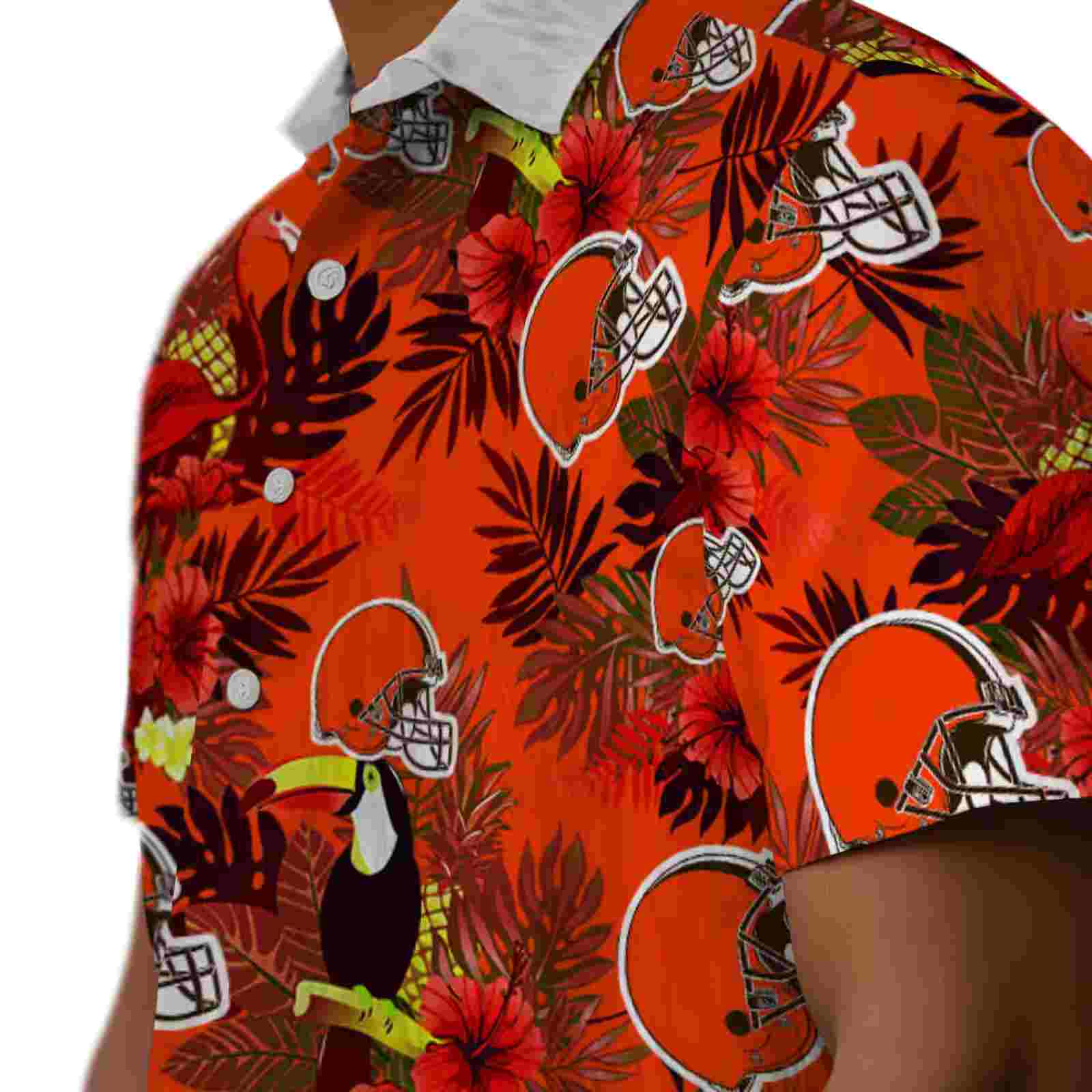 cleveland browns floral toucan brown red hawaiian shirt trendy