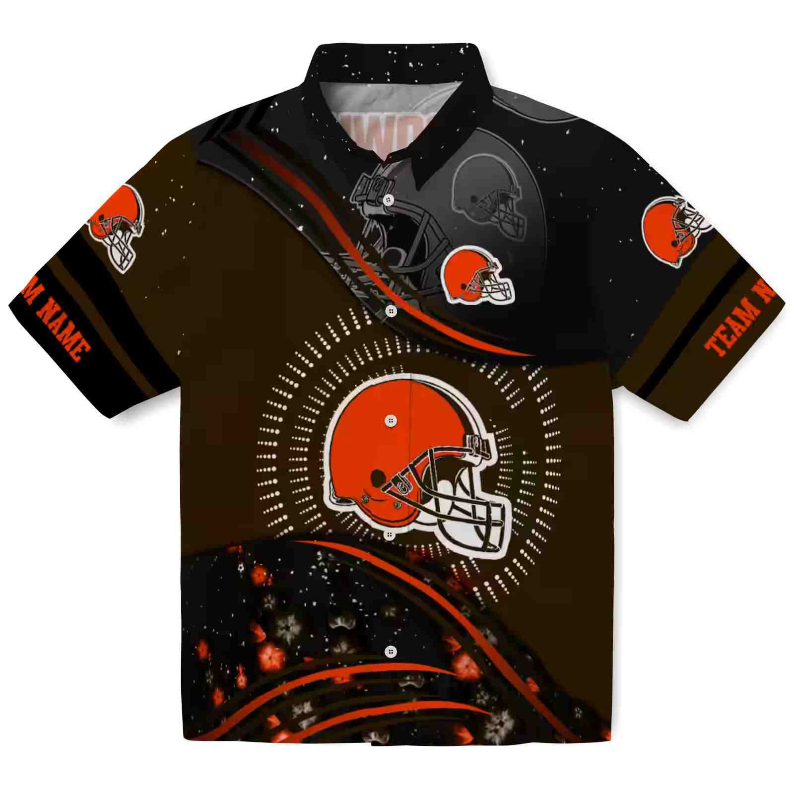 Cleveland Browns Football Wave Brown Black Hawaiian Shirt