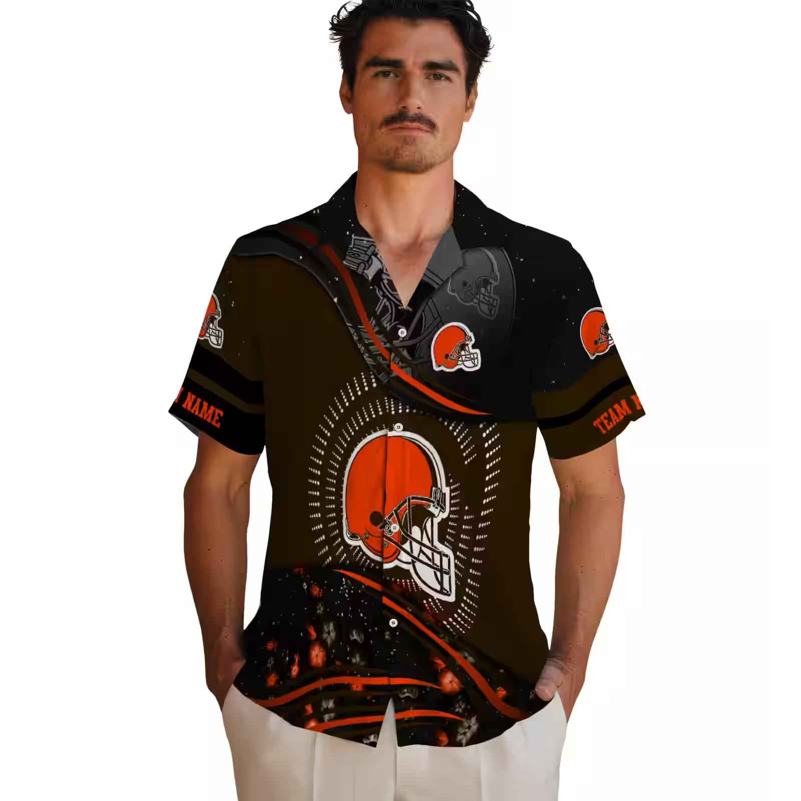 cleveland browns football wave brown black hawaiian shirt fashion forward