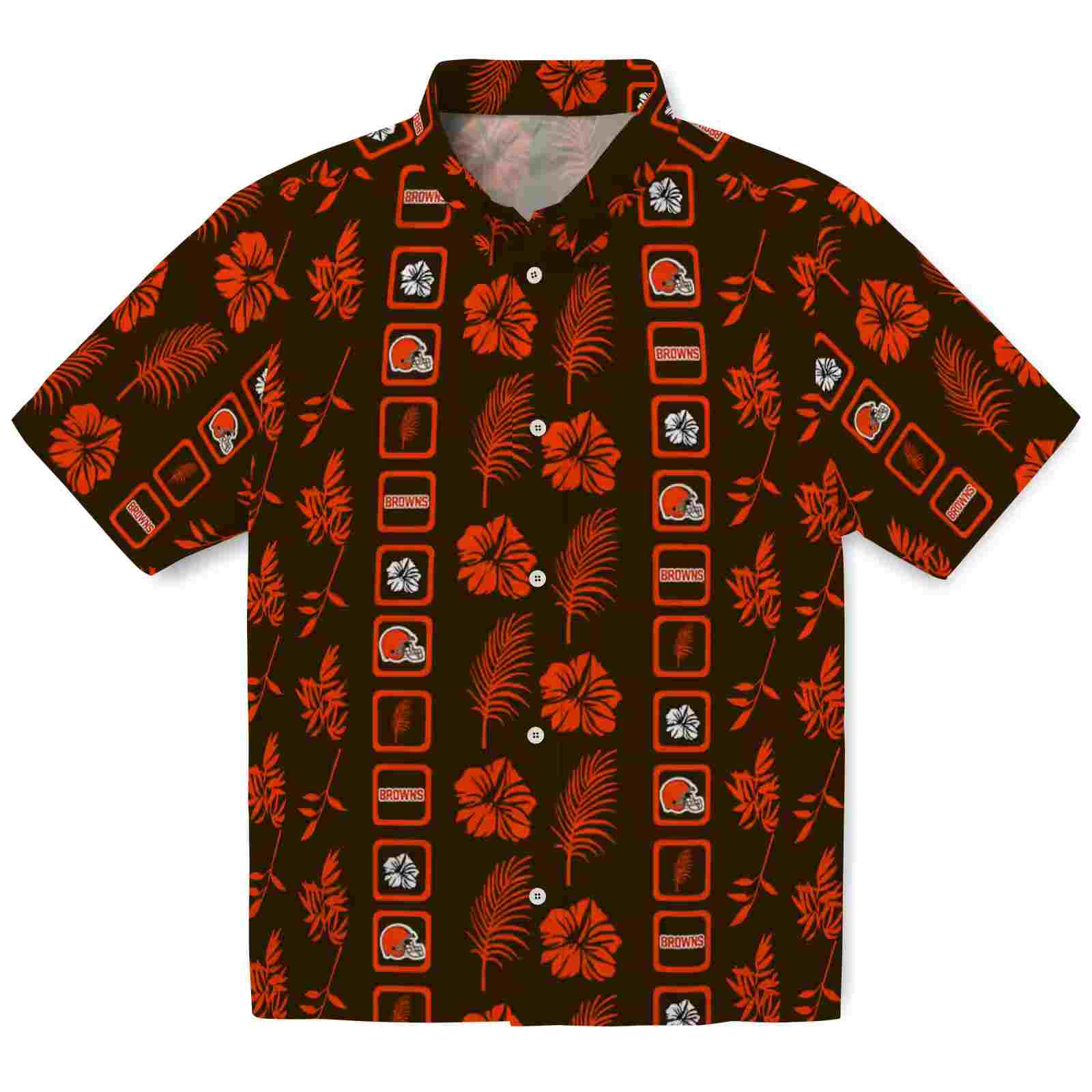 Cleveland Browns Framed Floral Brown Hawaiian Shirt