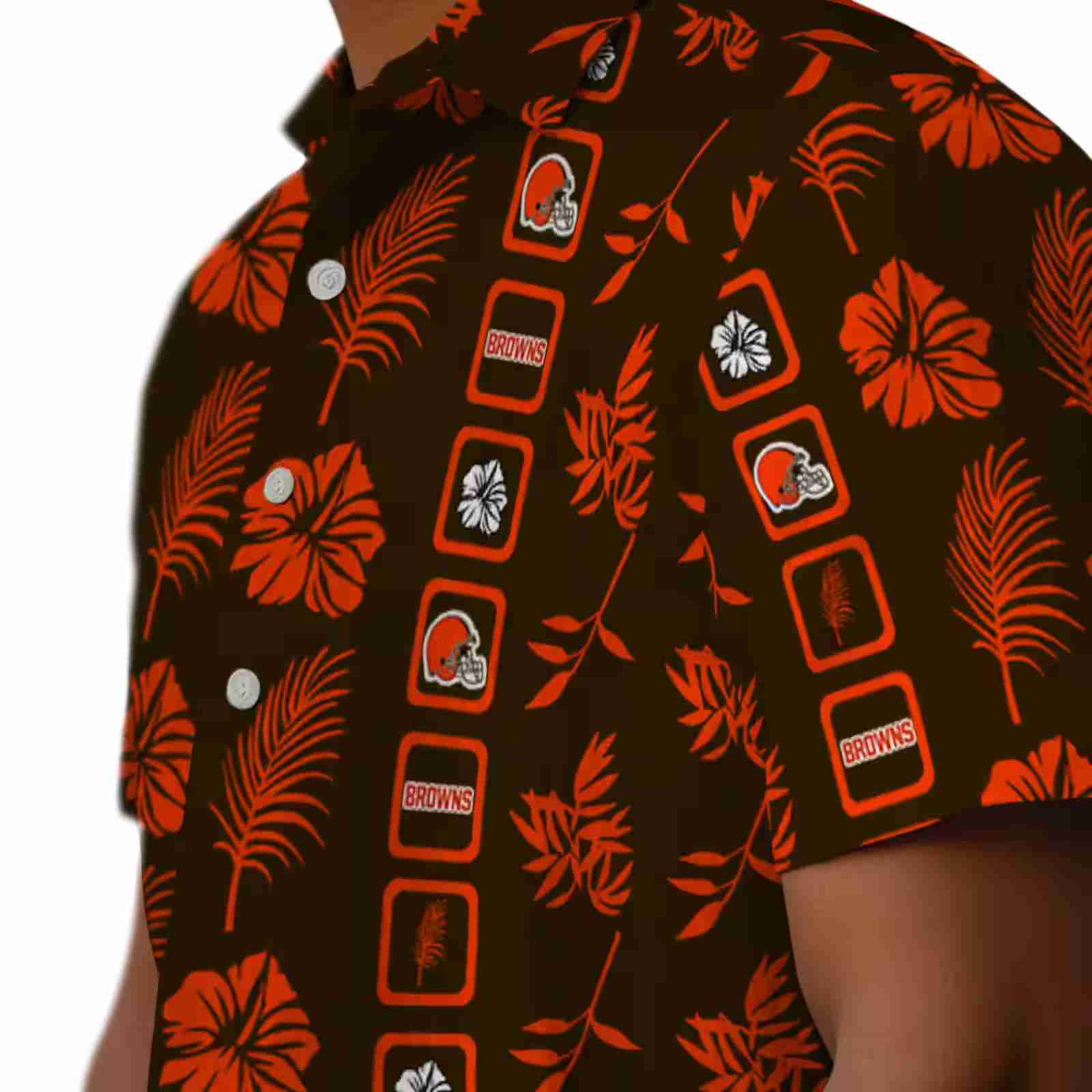 cleveland browns framed floral brown hawaiian shirt trendy