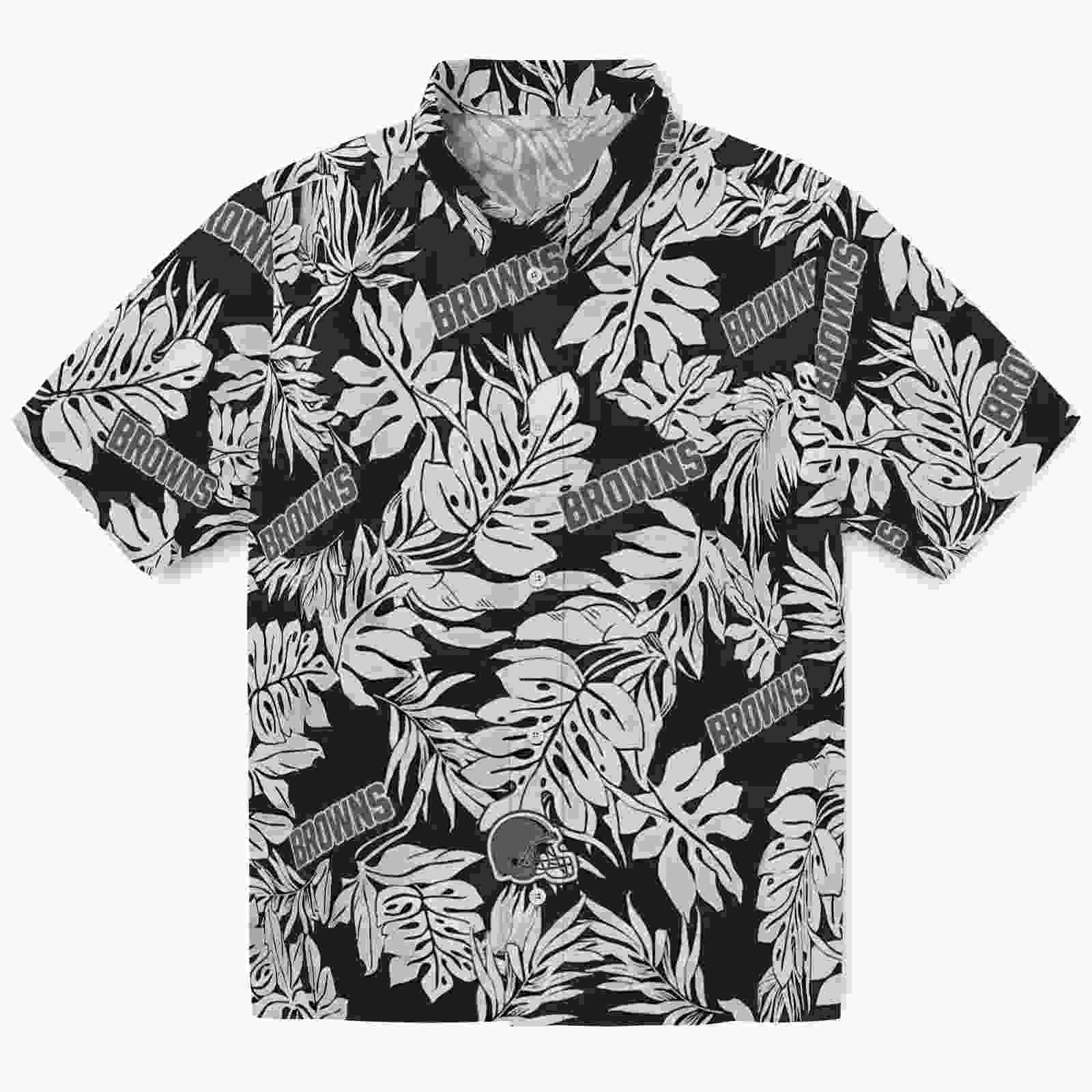 Cleveland Browns Monstera Leaf Pattern Black Hawaiian Shirt