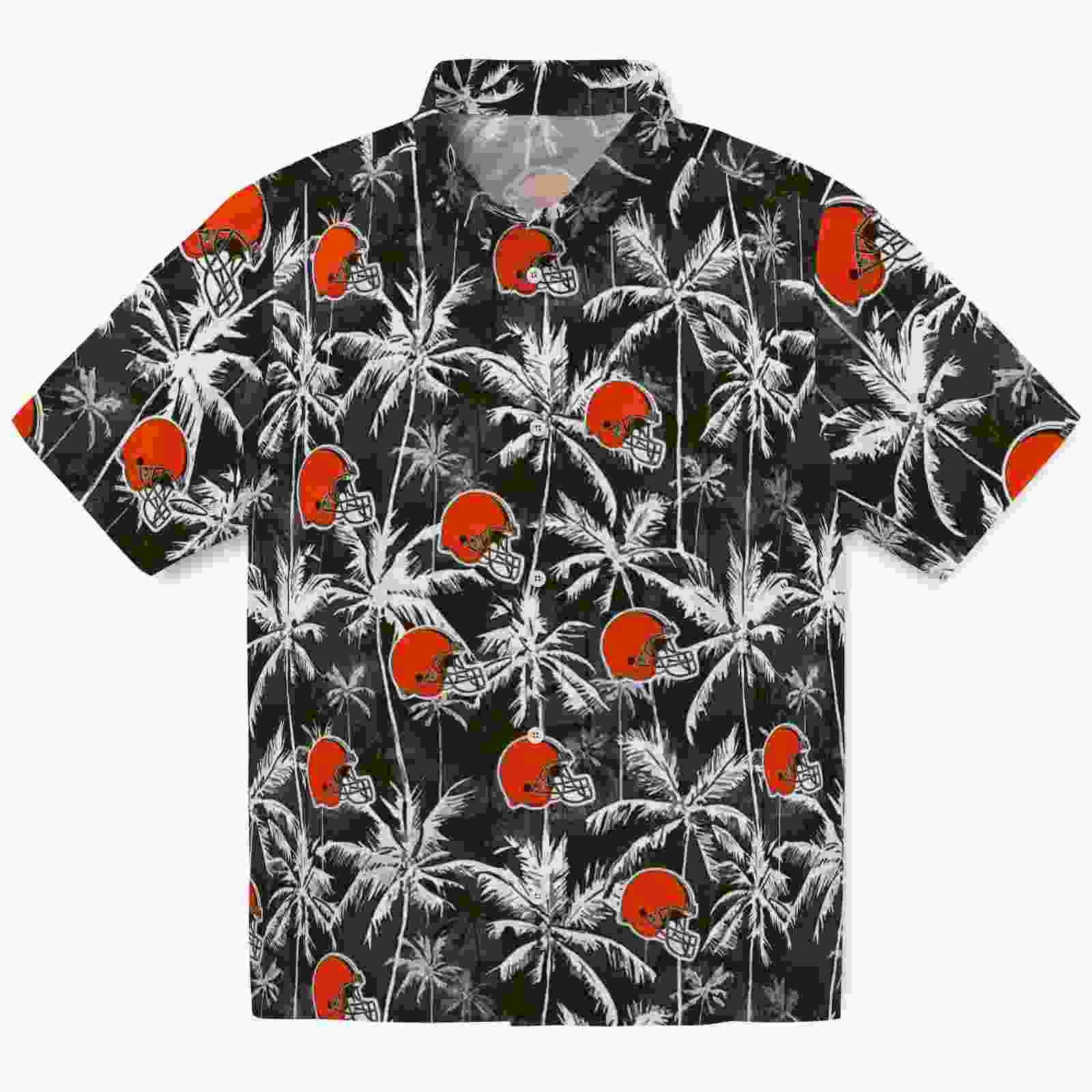 Cleveland Browns Palm Pattern Brown Black Hawaiian Shirt