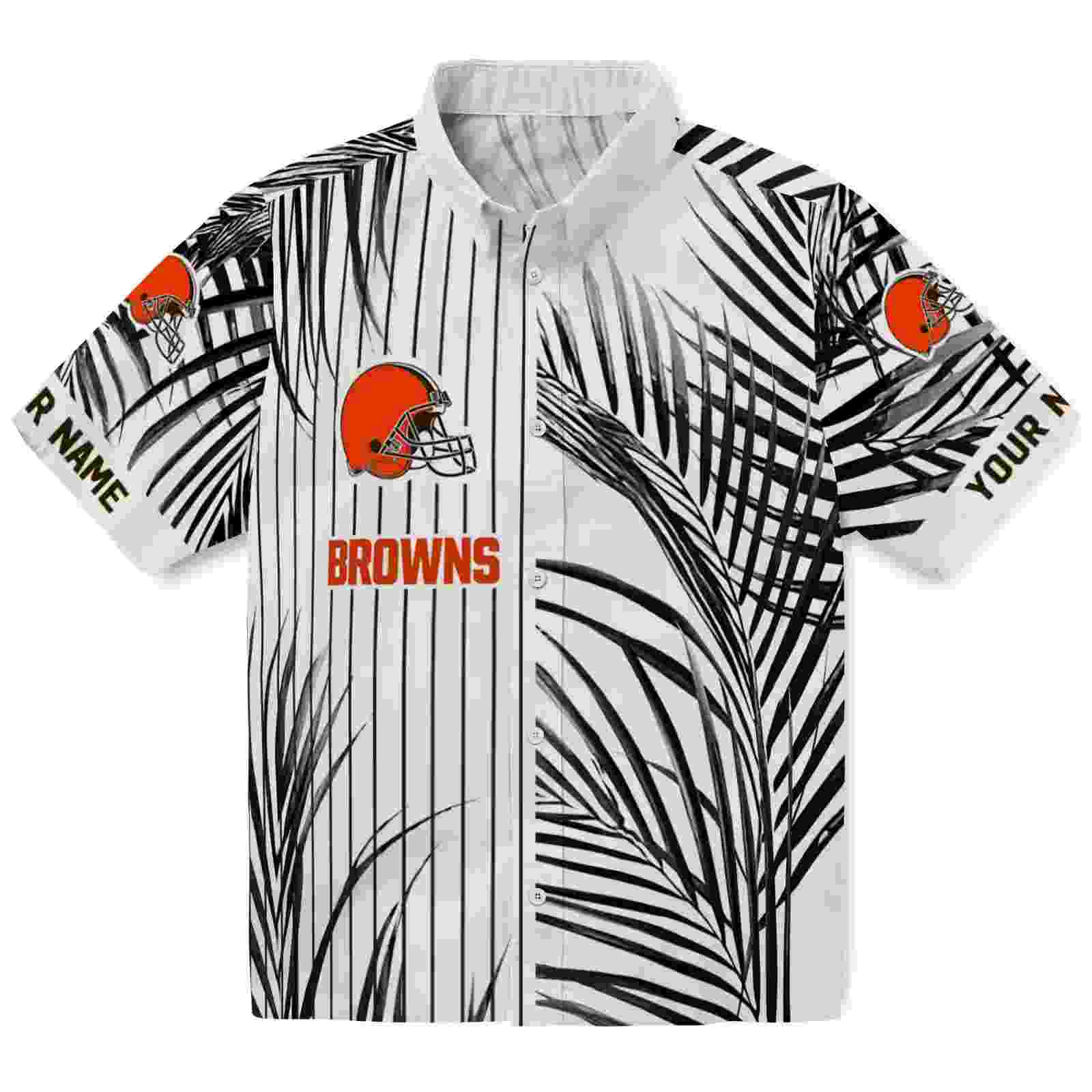 Cleveland Browns Palm Stripes Brown Black White Hawaiian Shirt