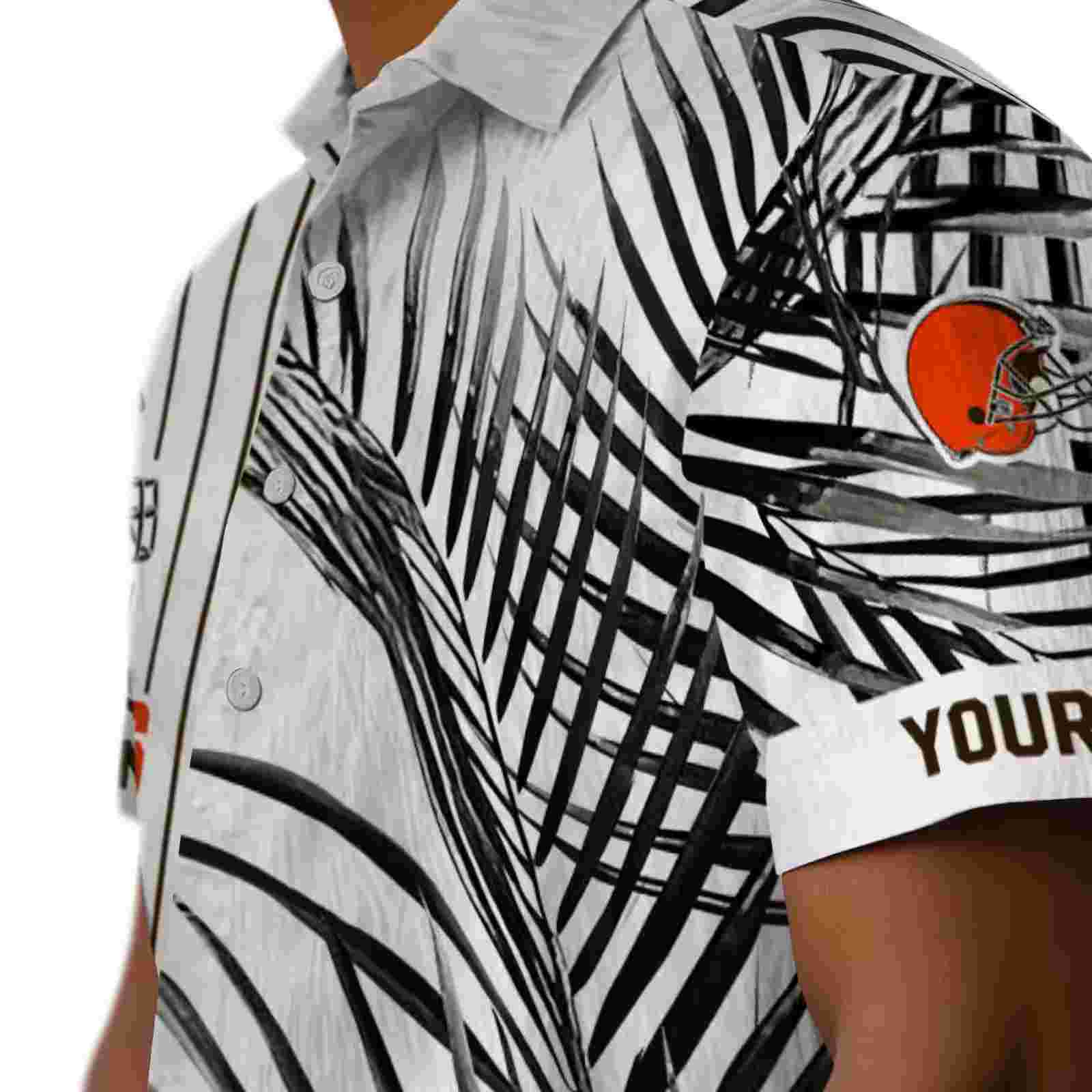 cleveland browns palm stripes brown black white hawaiian shirt trendy