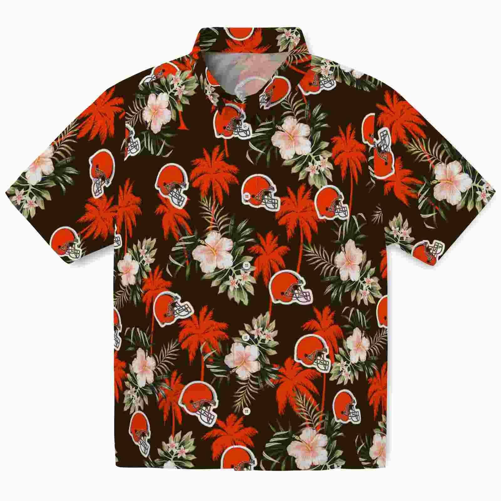 Cleveland Browns Palm Tree Flower Brown Hawaiian Shirt