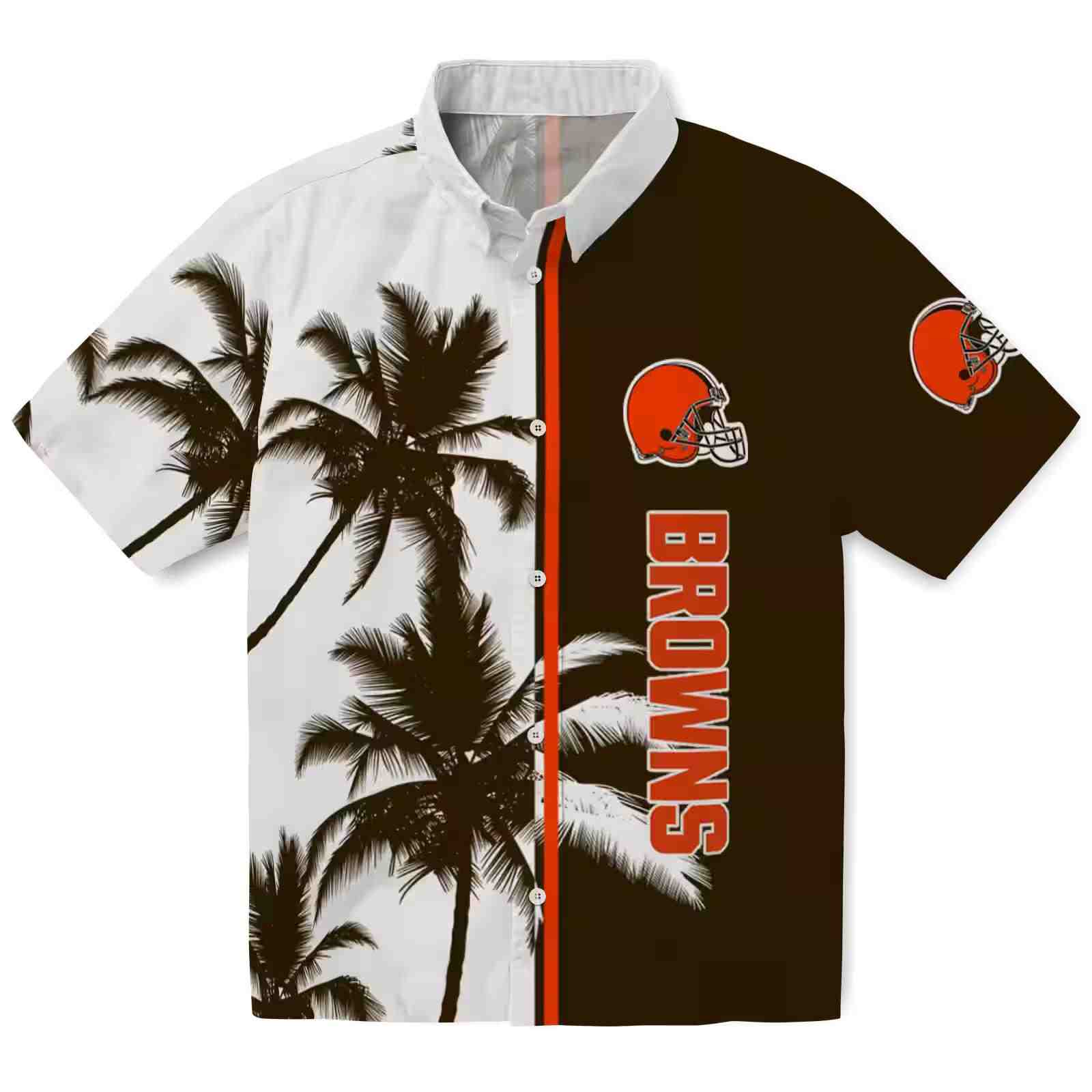 Cleveland Browns Palm Trees Brown White Hawaiian Shirt