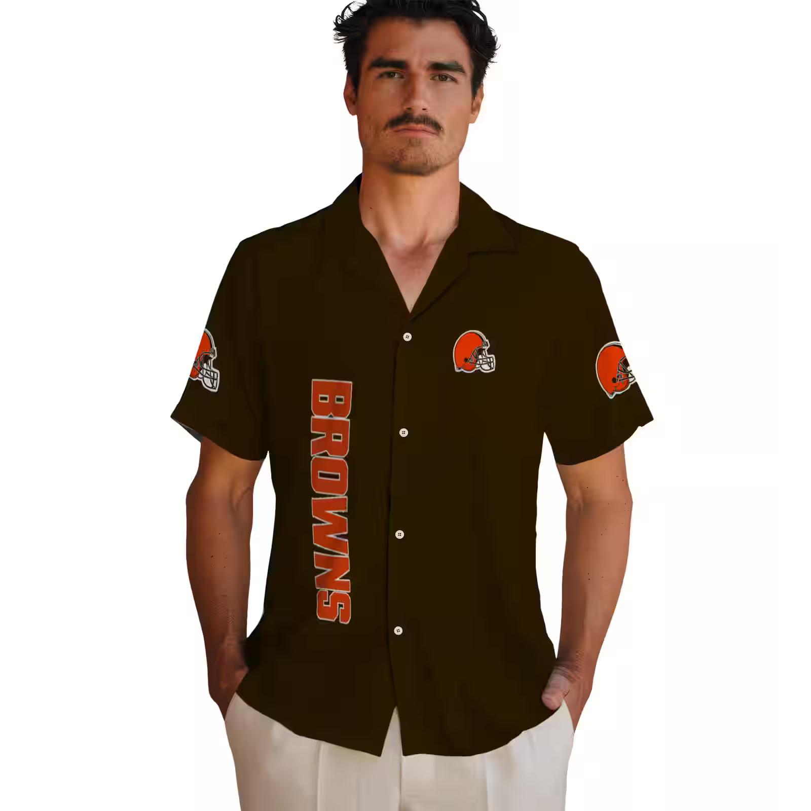 cleveland browns stuart minion brown hawaiian shirt fashion forward