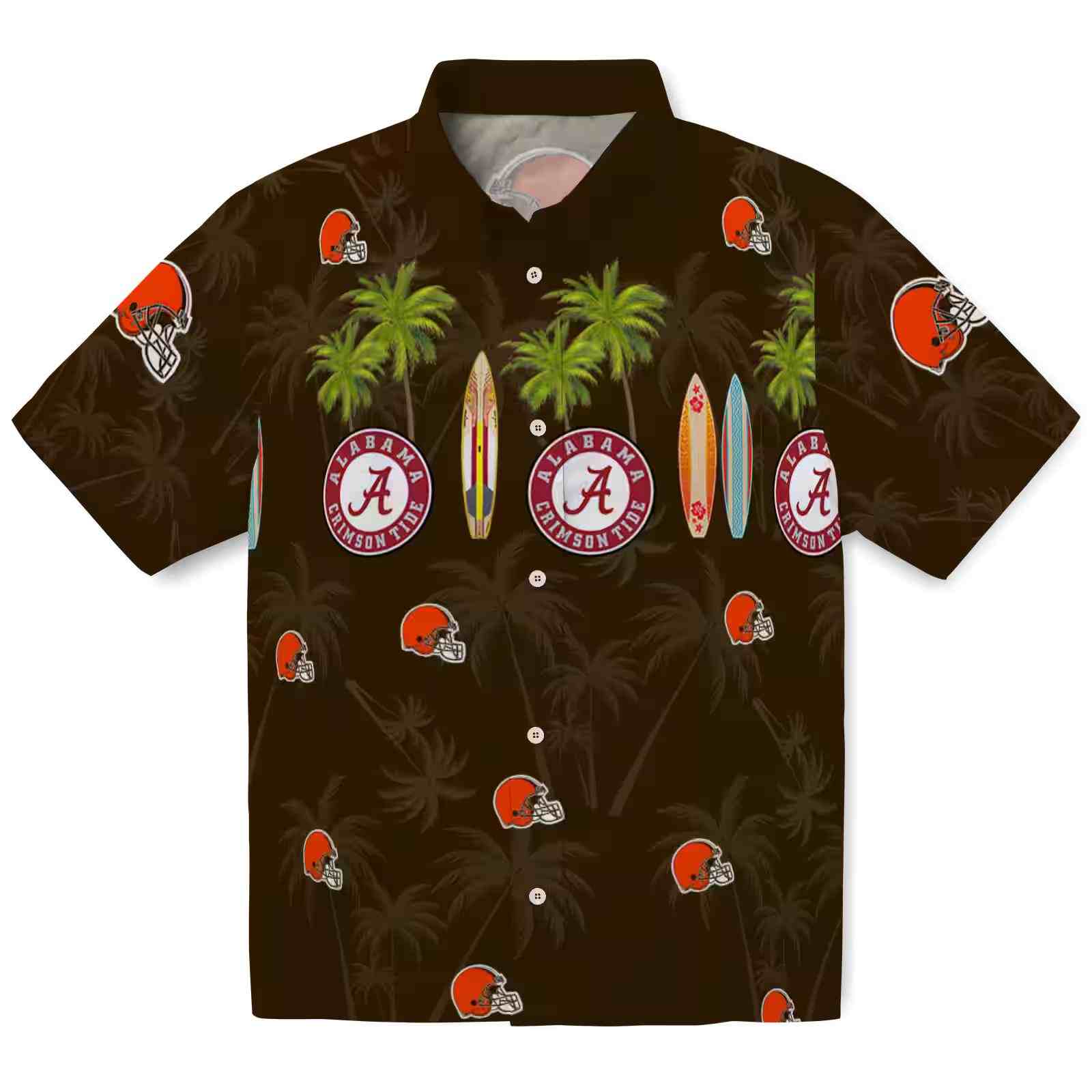 Cleveland Browns Surfboard Palm Brown Hawaiian Shirt