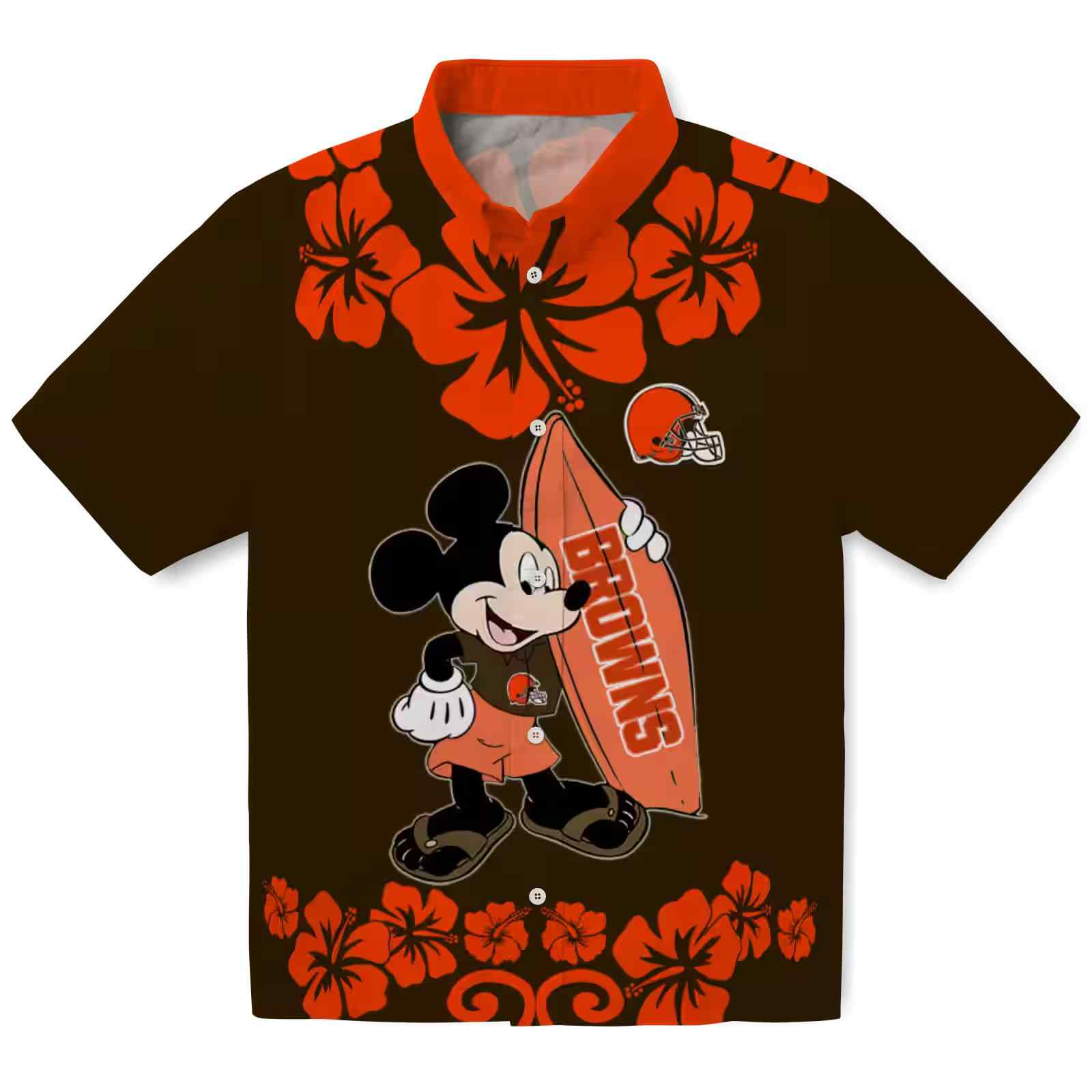 Cleveland Browns Surfing Mickey Brown Hawaiian Shirt