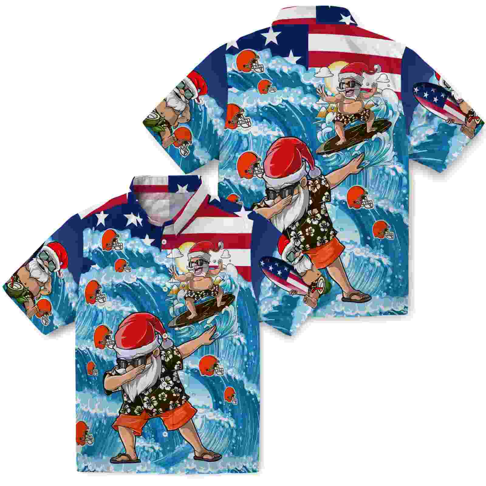 cleveland browns surfing santa blue hawaiian shirt high quality