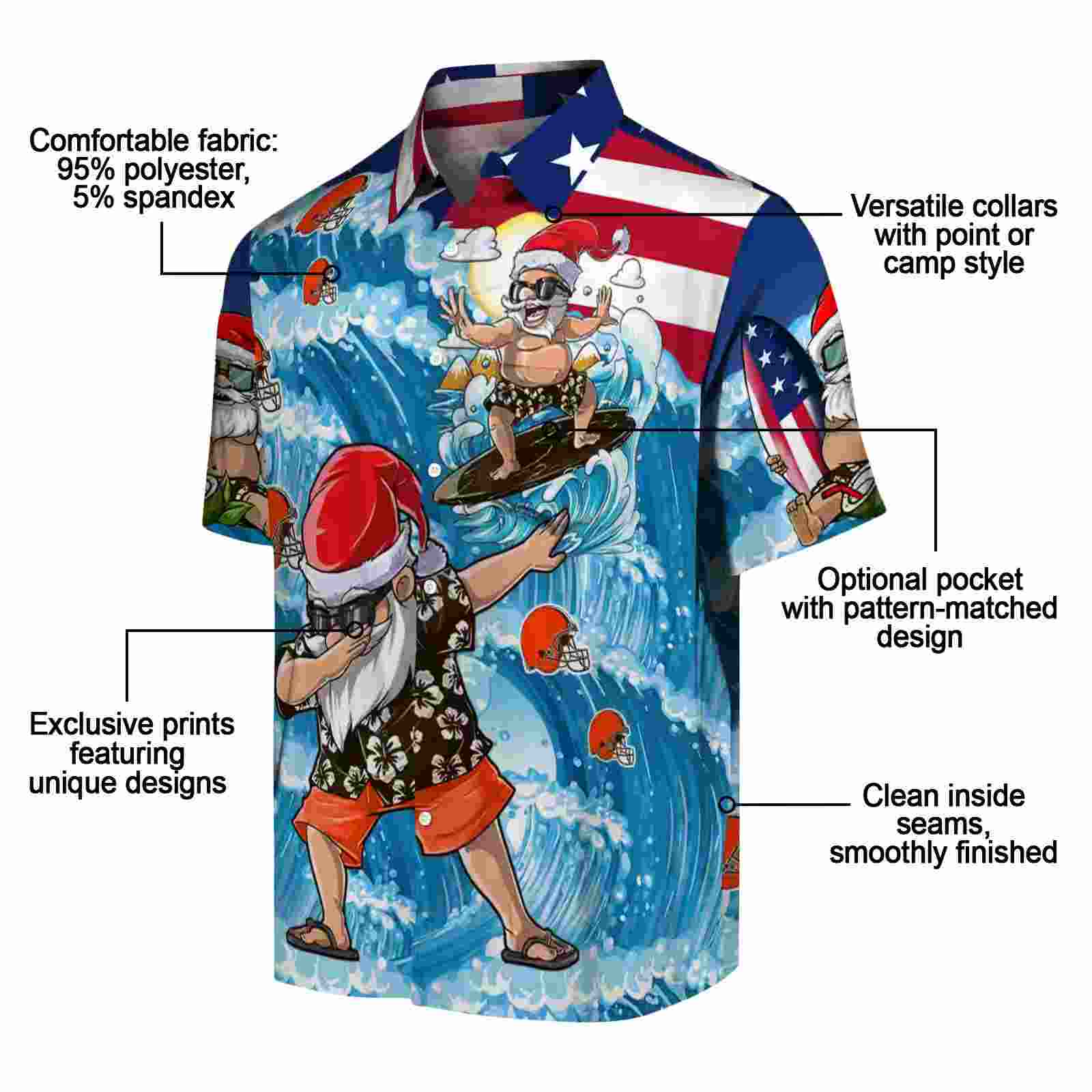 cleveland browns surfing santa blue hawaiian shirt new arrival