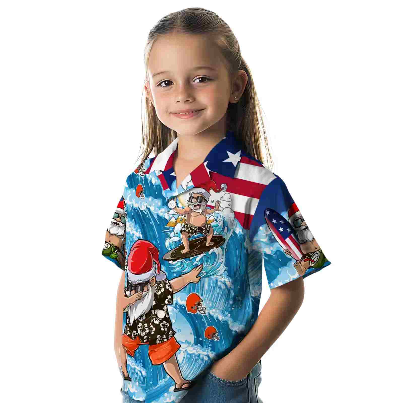 cleveland browns surfing santa blue hawaiian shirt premium grade