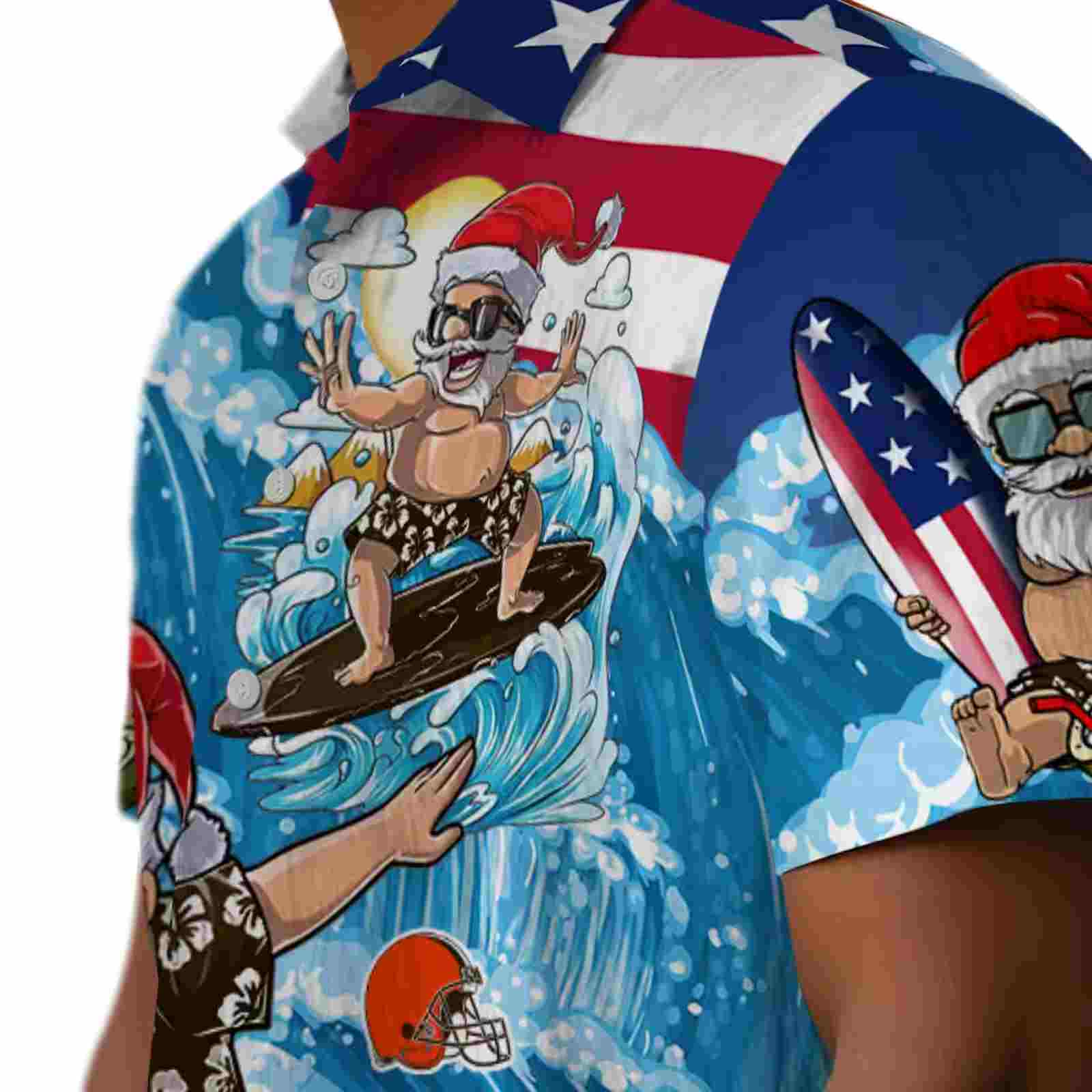 cleveland browns surfing santa blue hawaiian shirt trendy