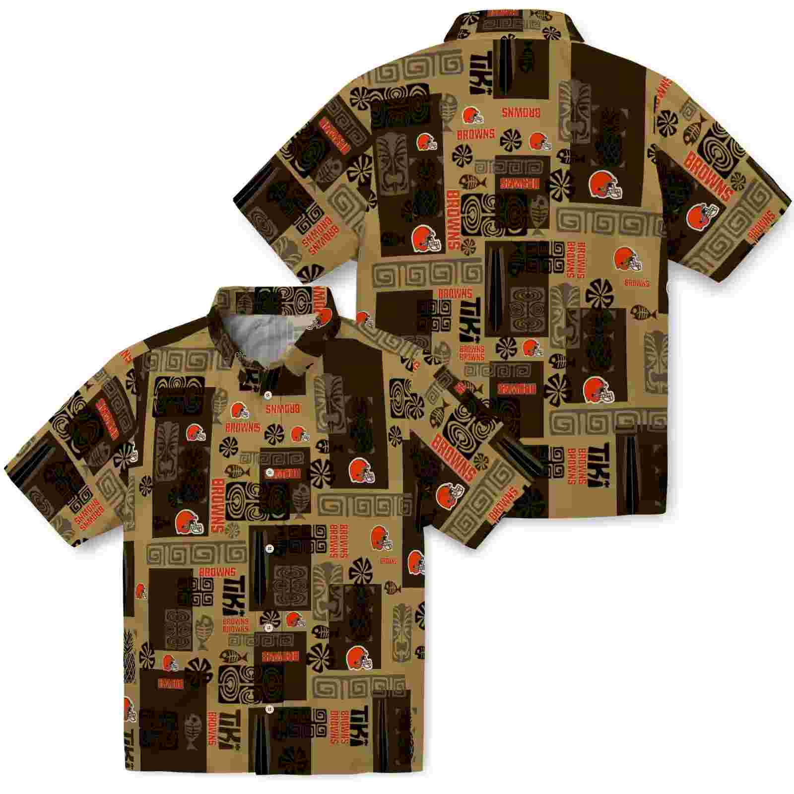 cleveland browns tribal symbols brown hawaiian shirt high quality