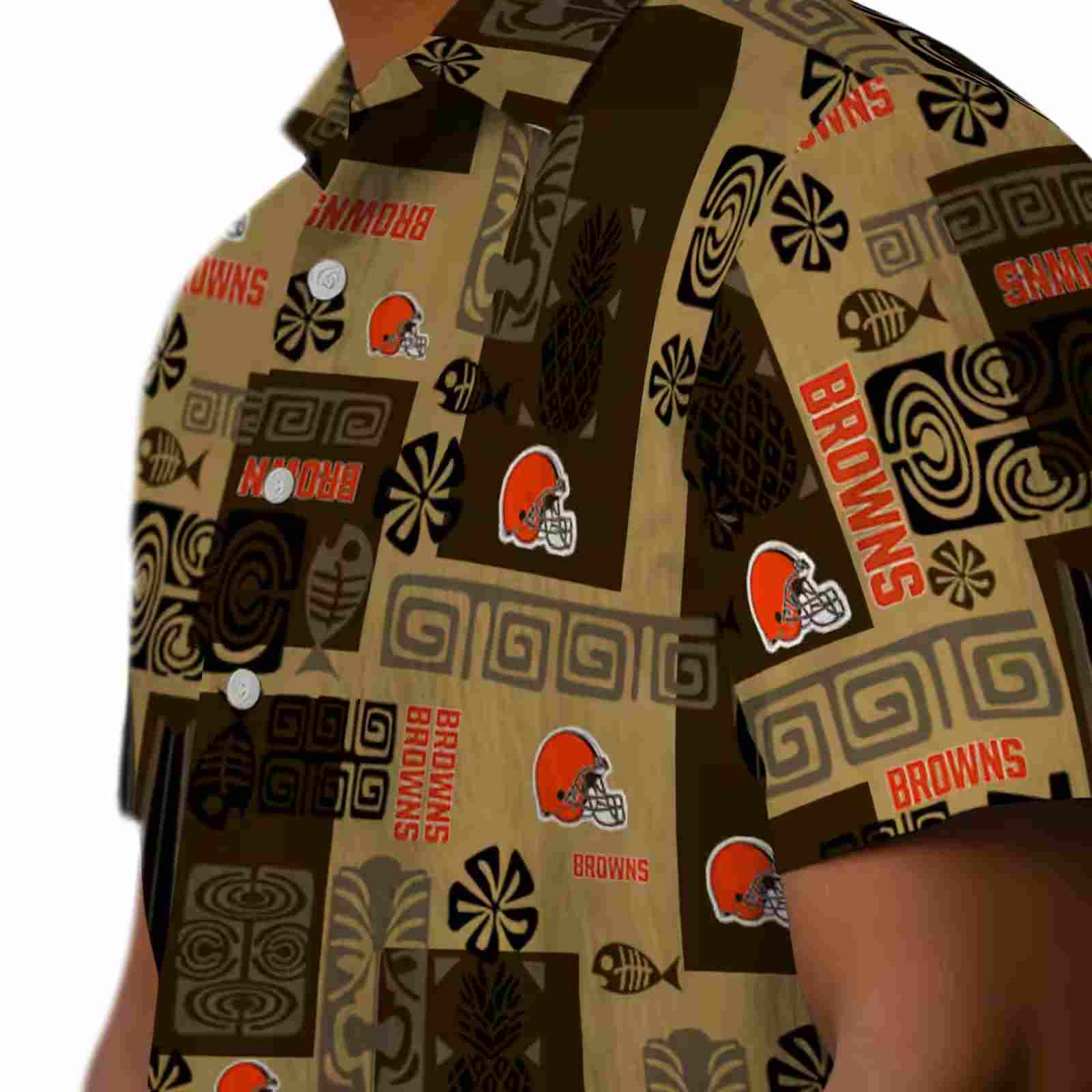 cleveland browns tribal symbols brown hawaiian shirt trendy