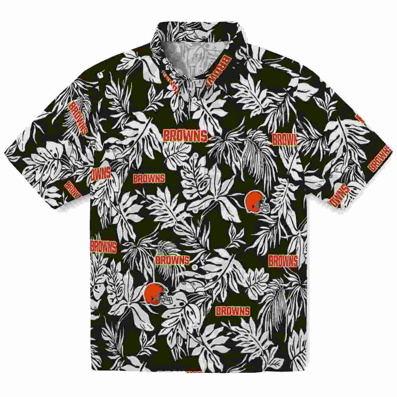 Cleveland Browns Tropical Leaf Brown White Hawaiian Shirt