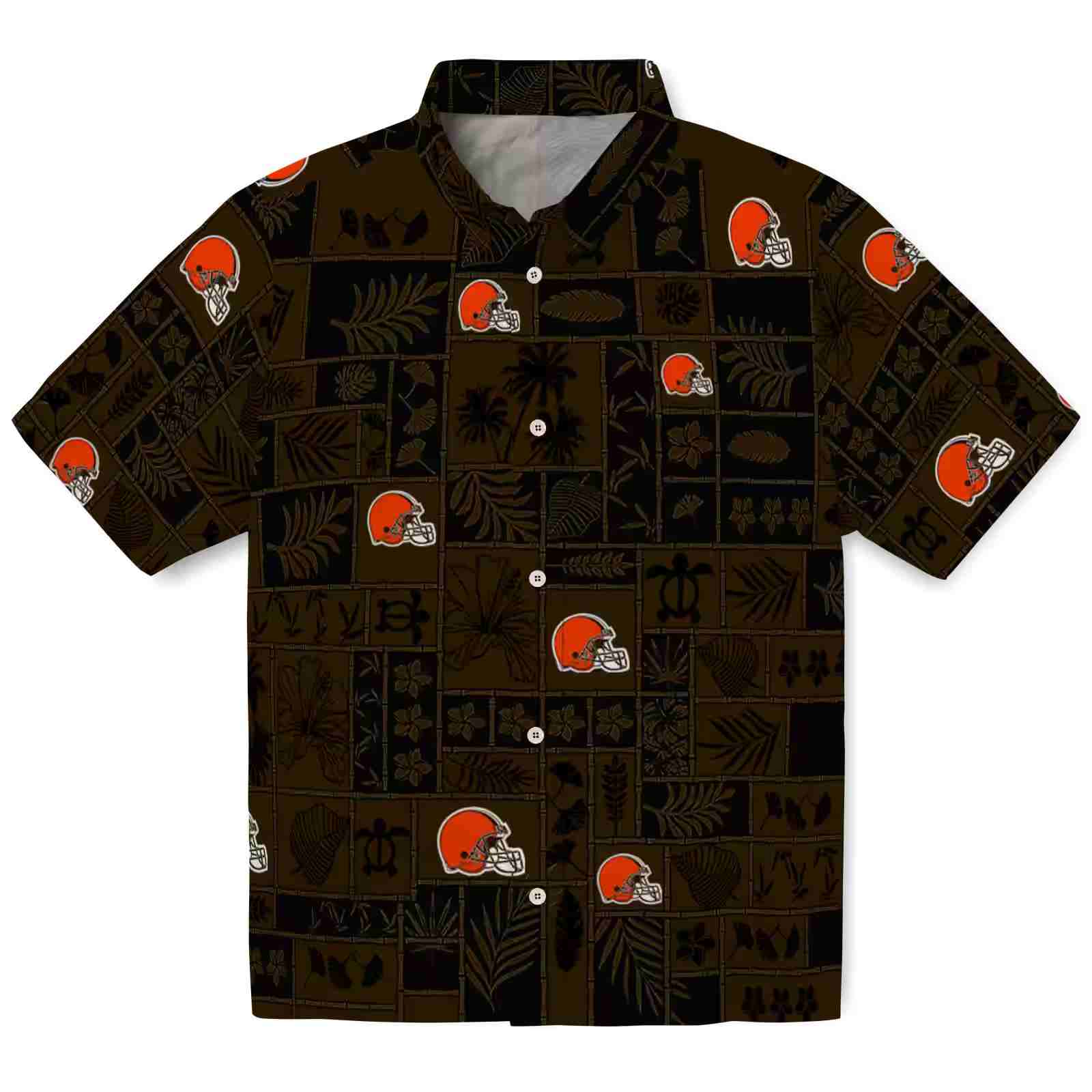 Cleveland Browns Tropical Patchwork Brown Black Hawaiian Shirt