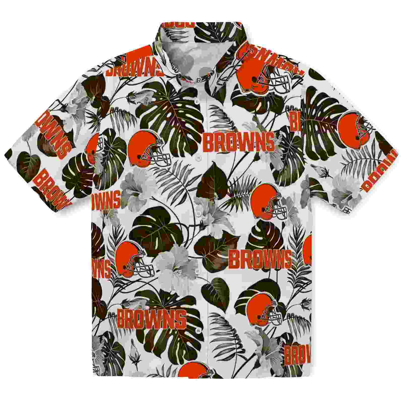 Cleveland Browns Tropical Plants Brown White Hawaiian Shirt