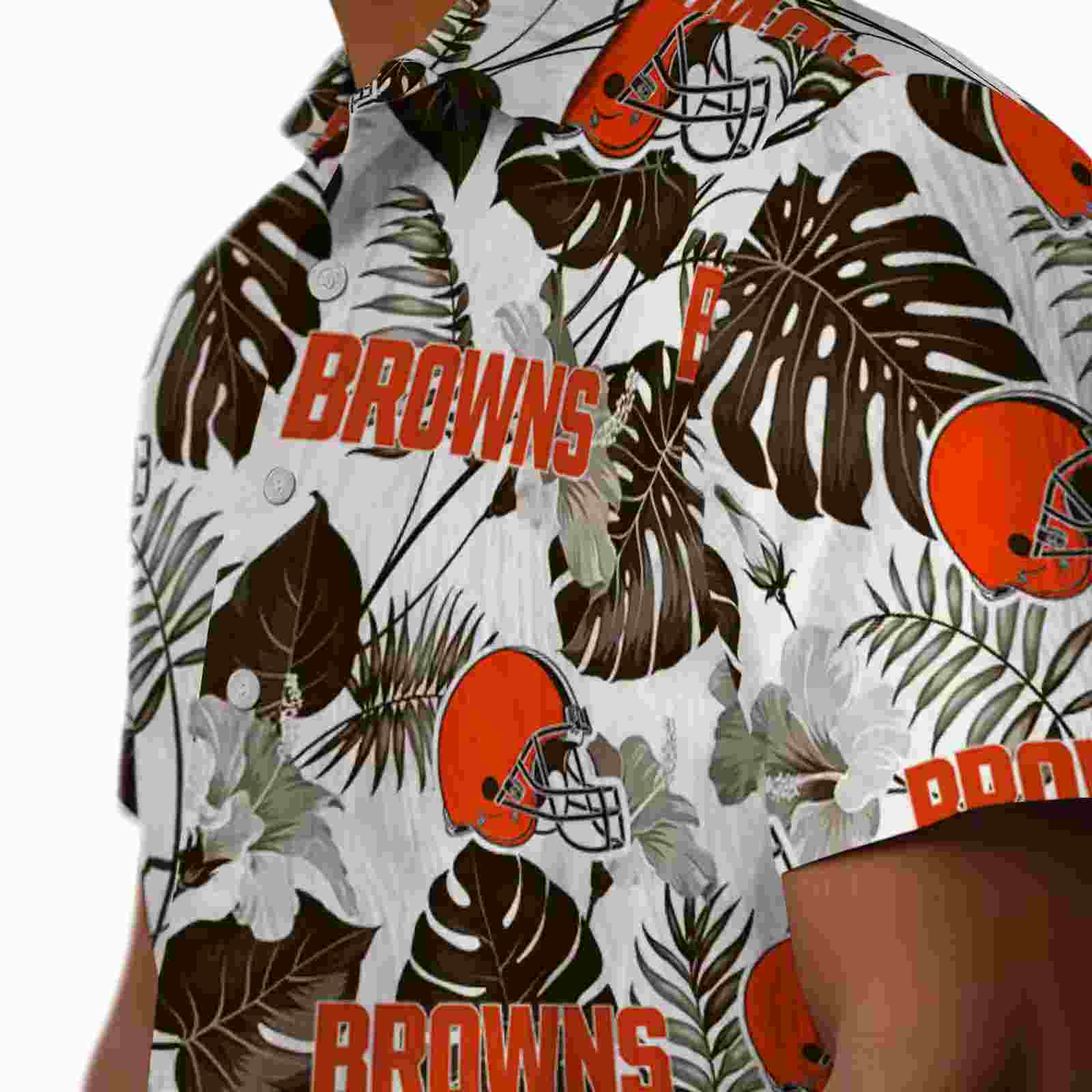 cleveland browns tropical plants brown white hawaiian shirt trendy