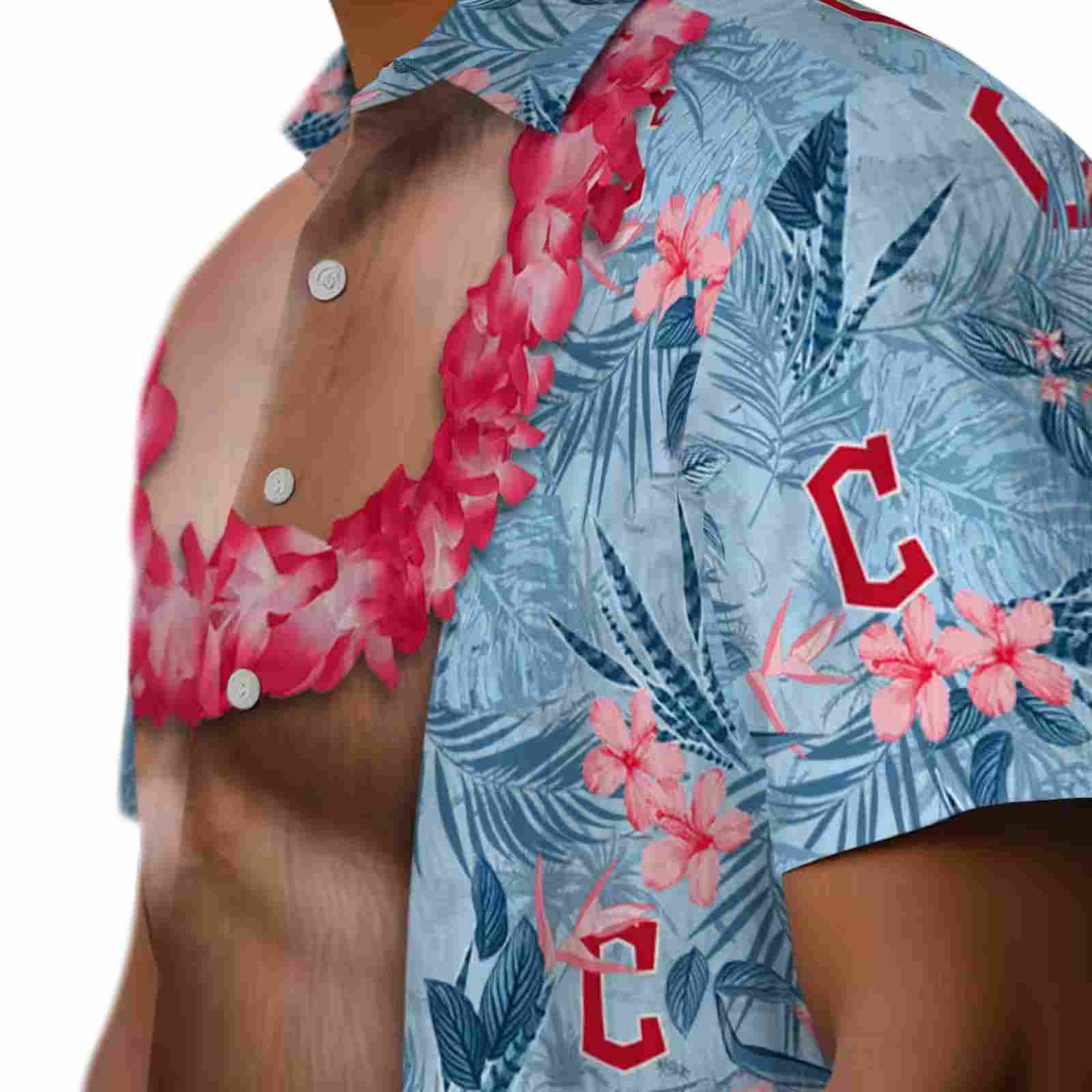 cleveland guardians chest illusion navy blue hawaiian shirt trendy