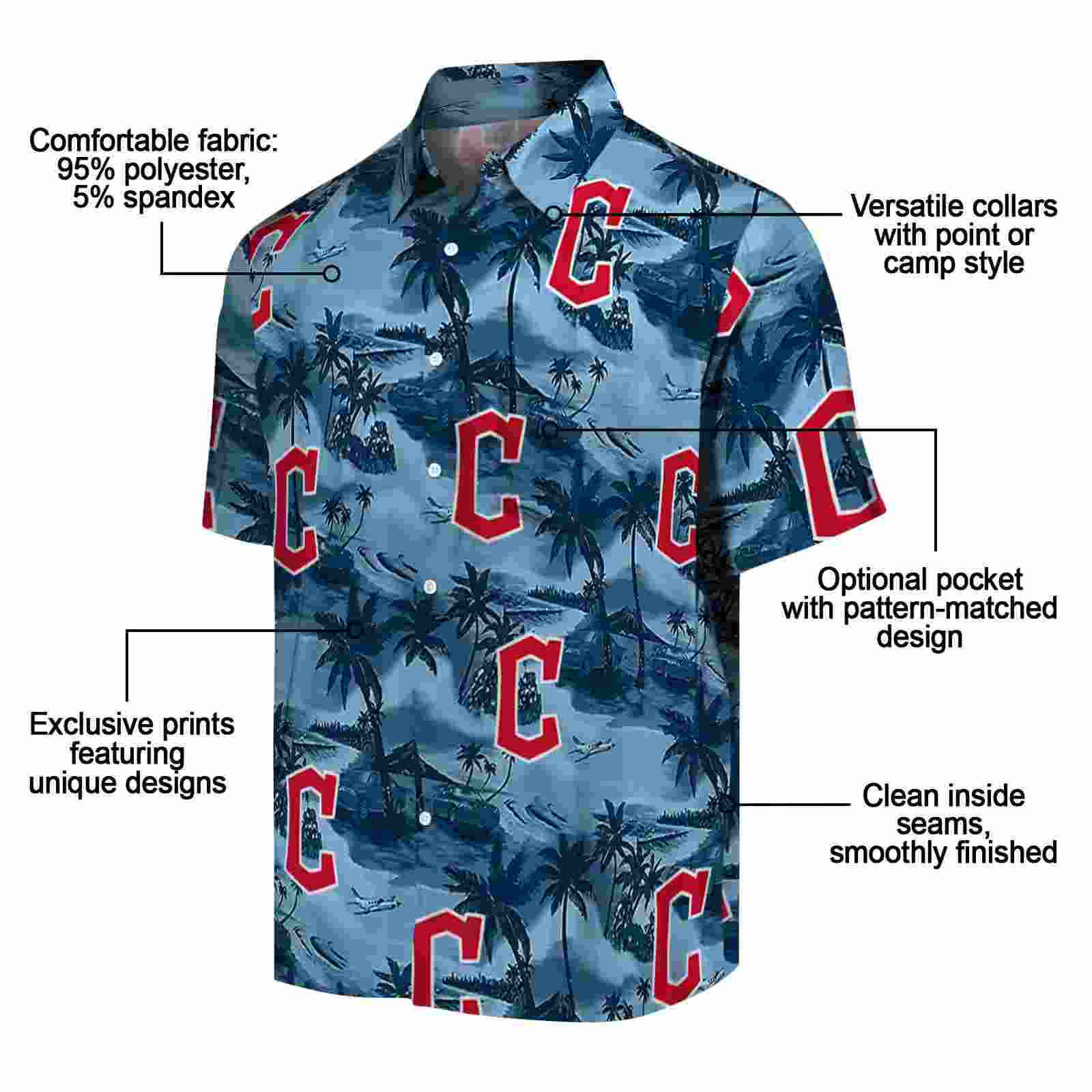 cleveland guardians coastal palms navy blue hawaiian shirt new arrival