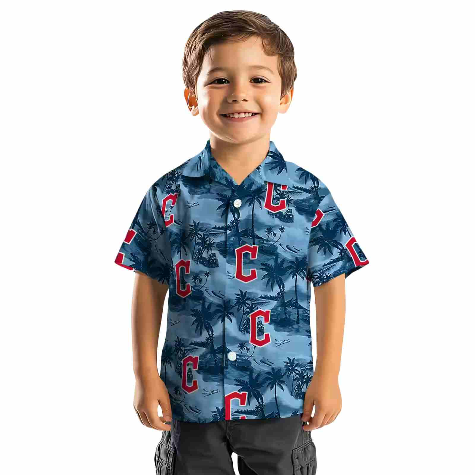 cleveland guardians coastal palms navy blue hawaiian shirt top rated